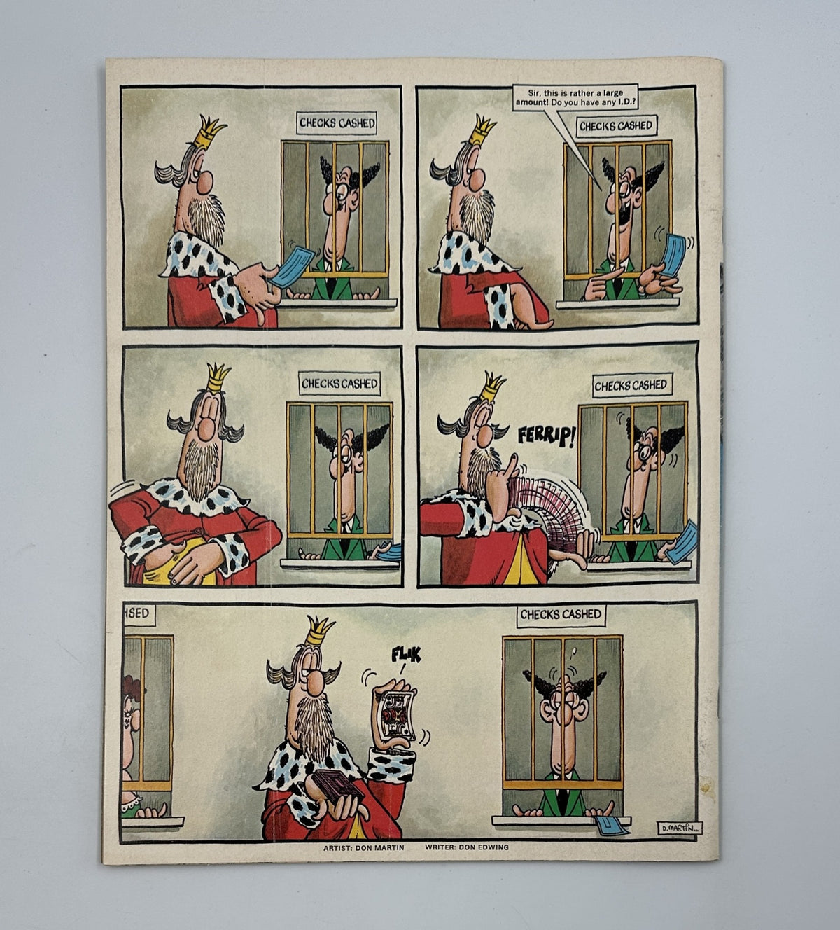 Comic strip from MAD Magazine No. 218 October 1980 illustrating a humorous scene featuring a king and checks, drawn by artist Don Martin.