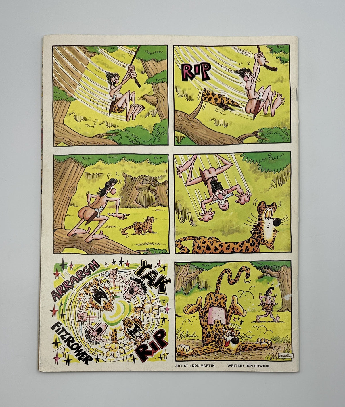 Comic strip page from MAD Magazine #211 featuring a comedic scene with characters swinging on vines and humorous sound effects like 'YAK' and 'RIP'. Title: MAD Magazine #211 December 1979 China Sin-Dome Movie Satire CHimps TV FN 6.0.