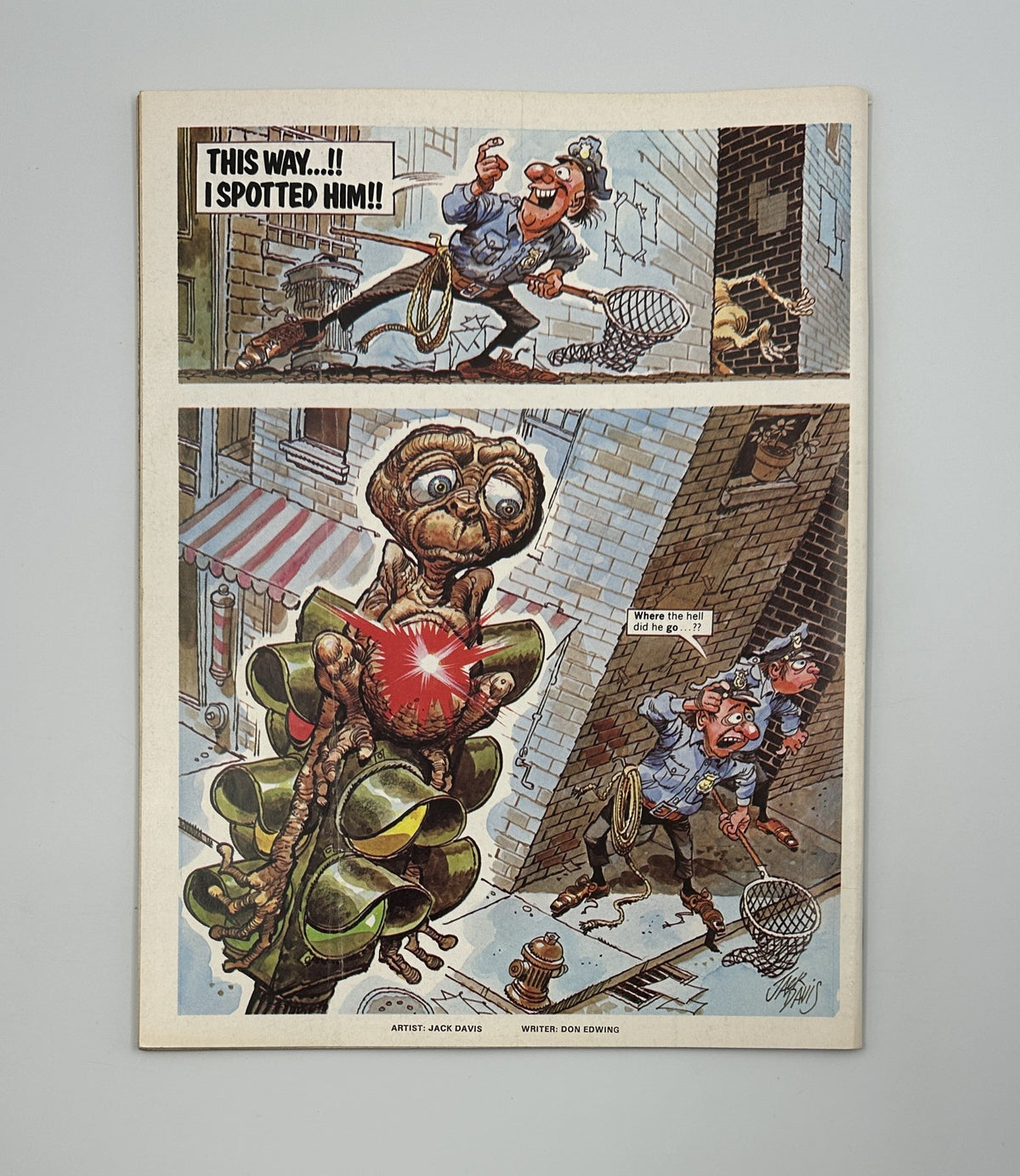 Interior page from MAD Magazine No. 236, January 1983, depicting a comedic scene featuring a character resembling E.T. in a humorous narrative style by artist Jack Davis.