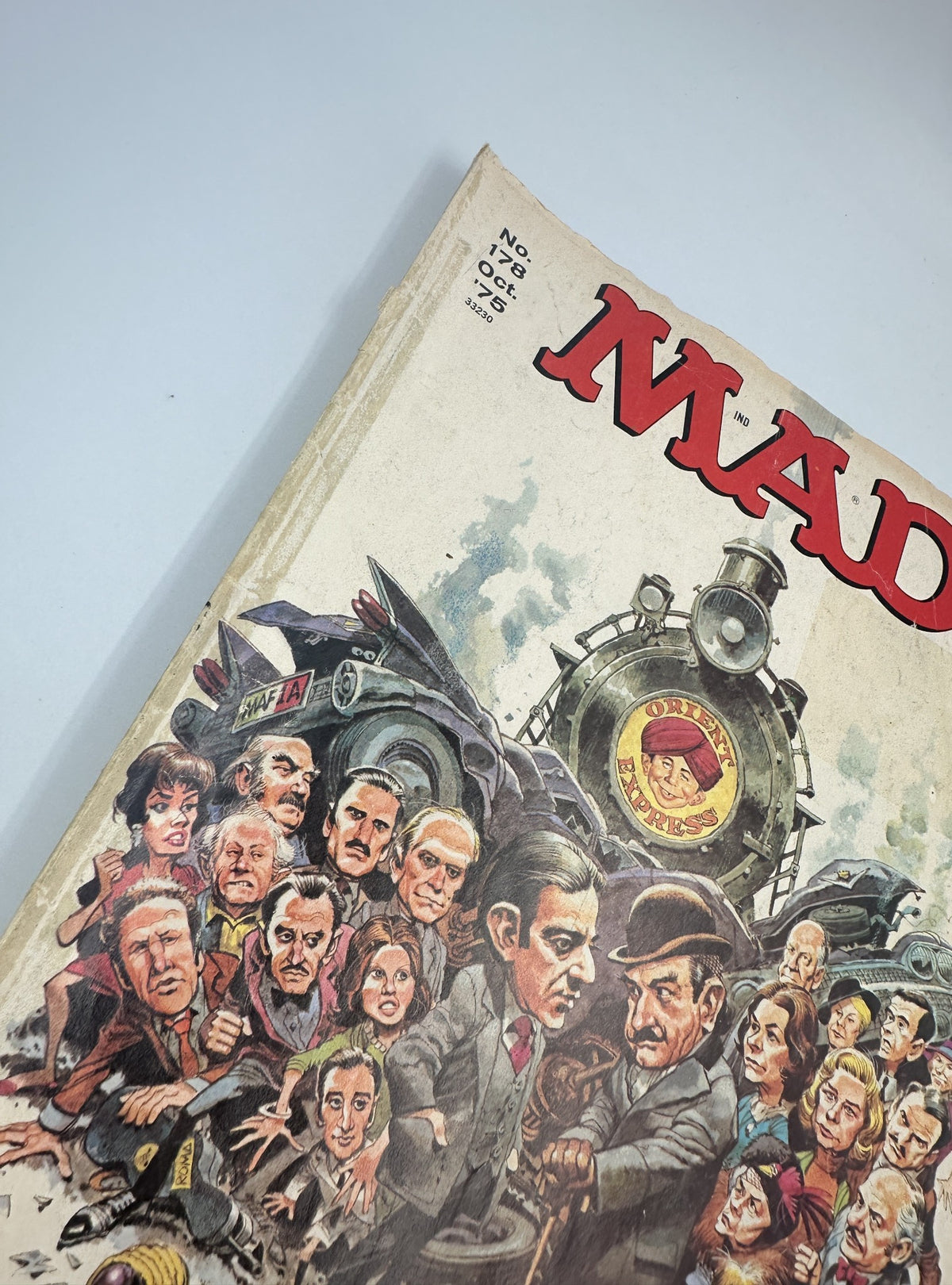Cover of MAD Magazine No. 178, October 1975, featuring a caricatured illustration related to 'The Godfather II' and 'Orient Express' themes.