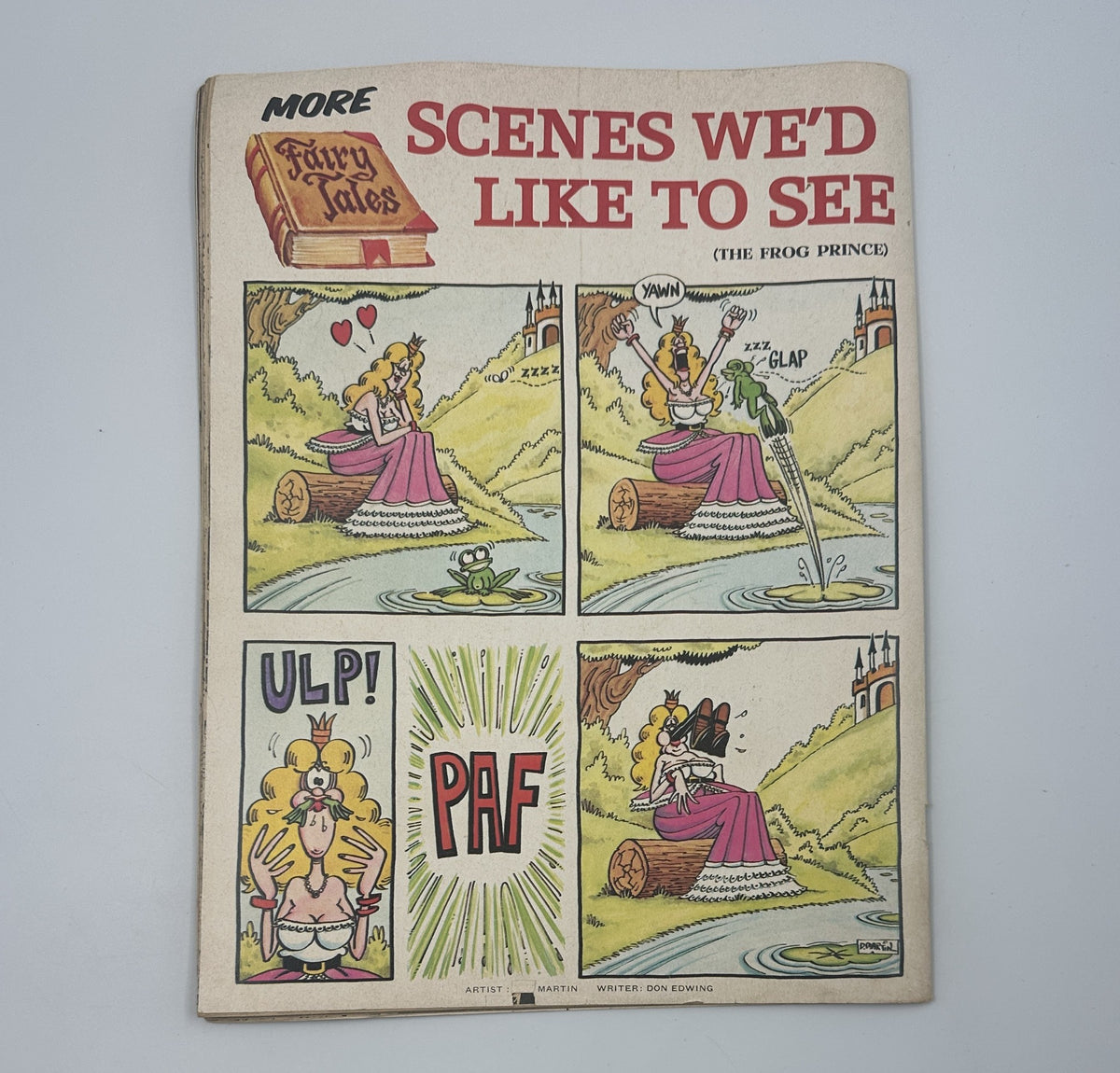 MAD Magazine No. 196 January 1978 showcasing a comic strip titled 'Scenes We’d Like To See - The Frog Prince', featuring humorous depictions related to fairy tales.