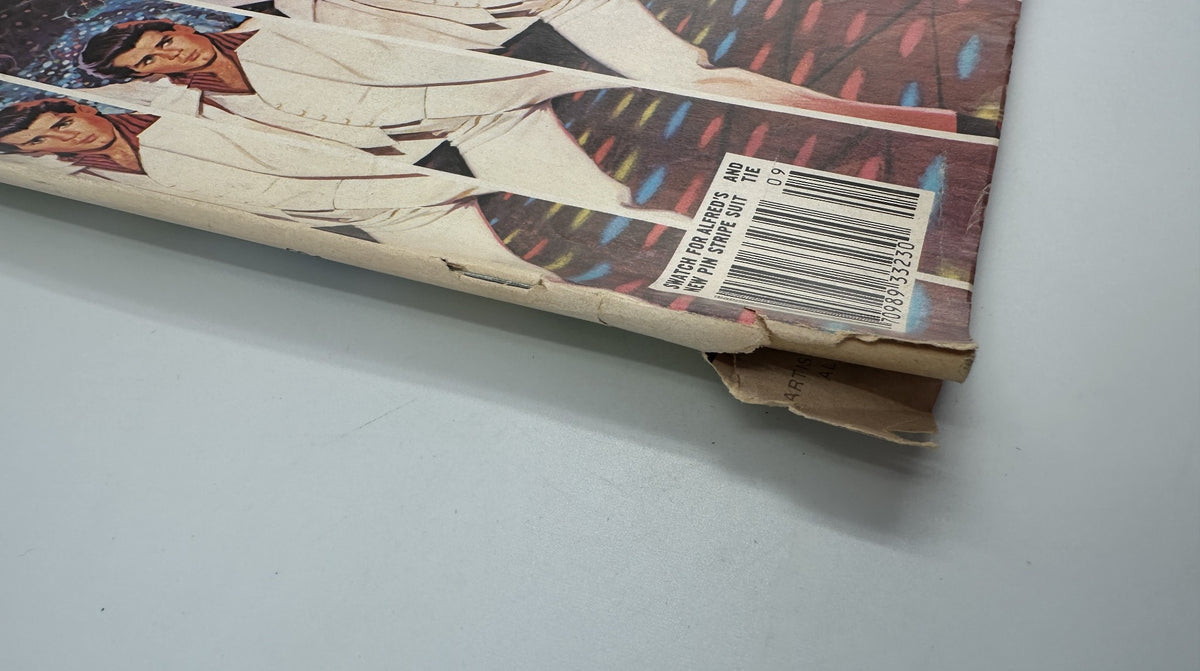 Back cover detail of MAD Magazine No. 201 from September 1978, titled 'Saturday Night Feeble', highlighting a scuffed spine and visible wear indicating the magazine's Good condition.