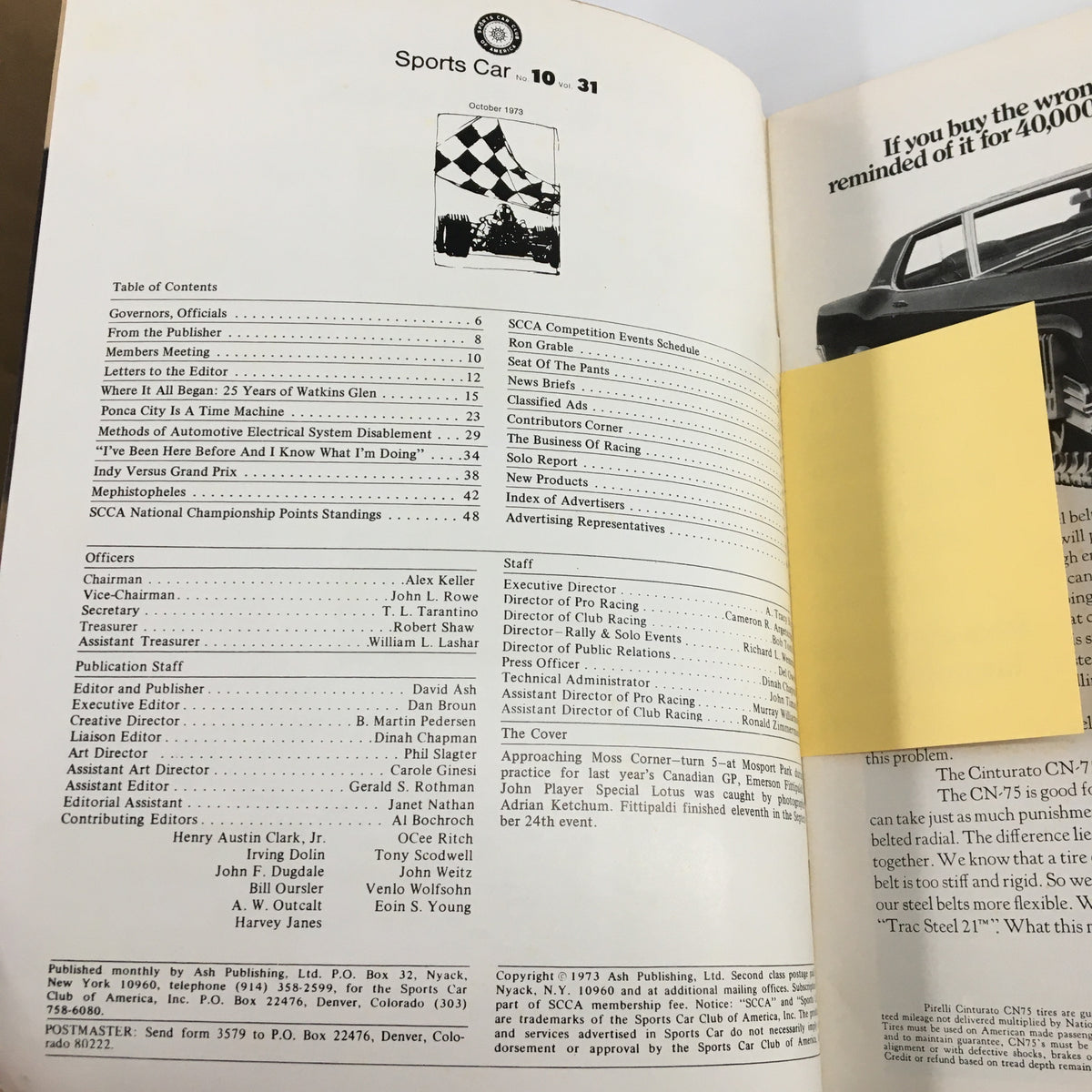 Vintage Sports Car Magazine October 1973 John Player Special Lotus No Label