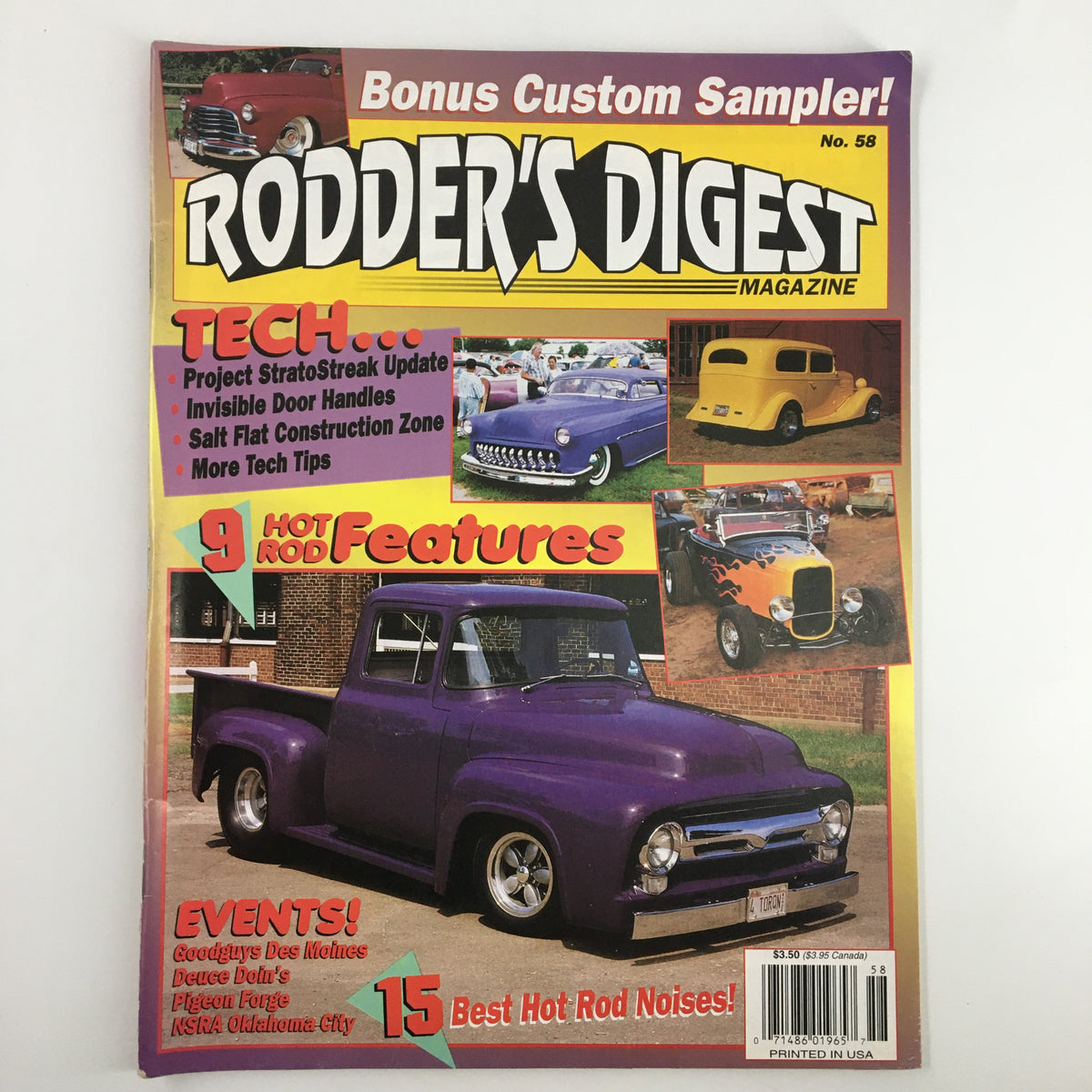 Rodder's Digest Magazine April 1994 featuring Jerry Hagen's first F-100 cover with classic car content and colorful layout.