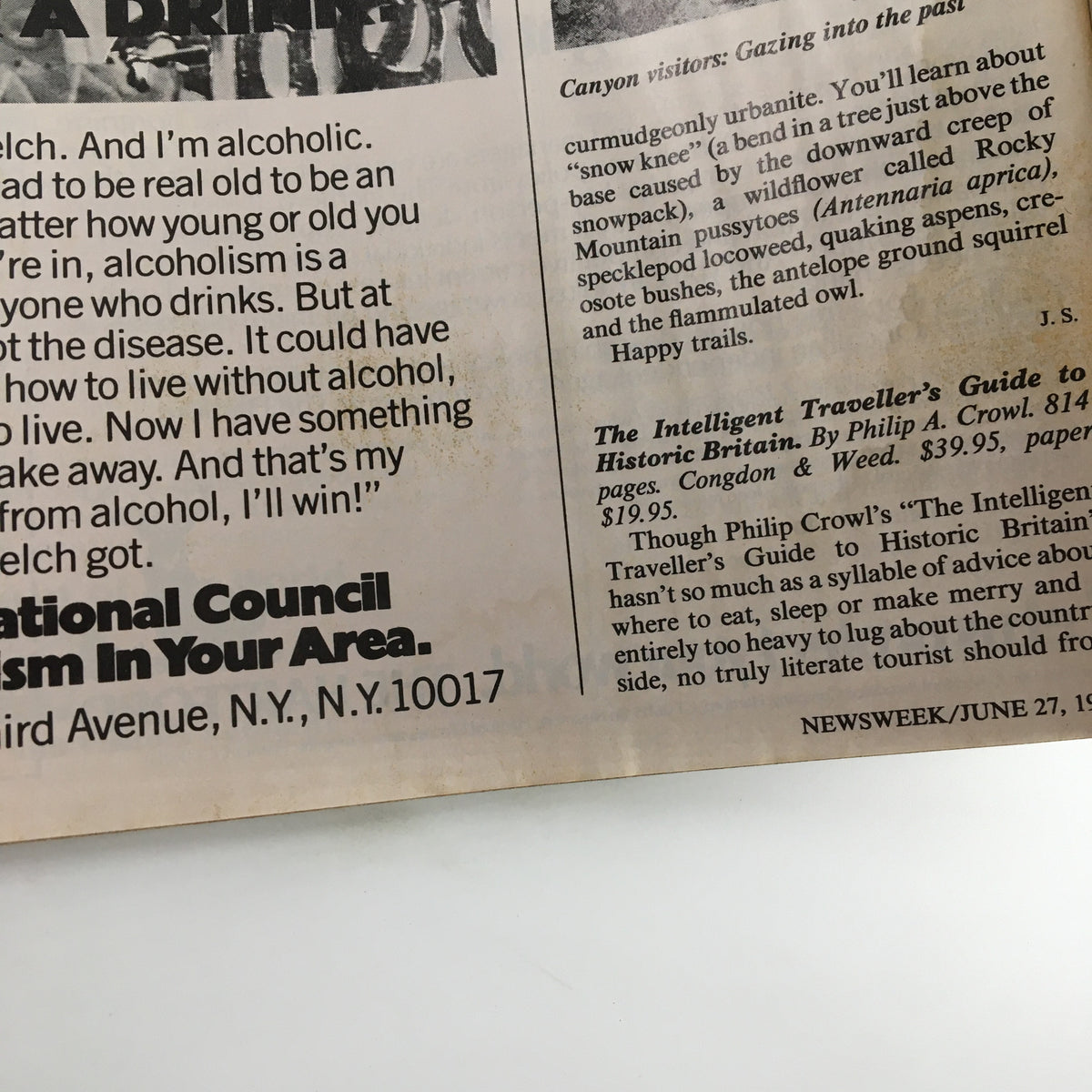 Interior page of VTG Newsweek Magazine June 27 1983 displaying an article and advertisement, reflecting the vintage content style of the magazine.