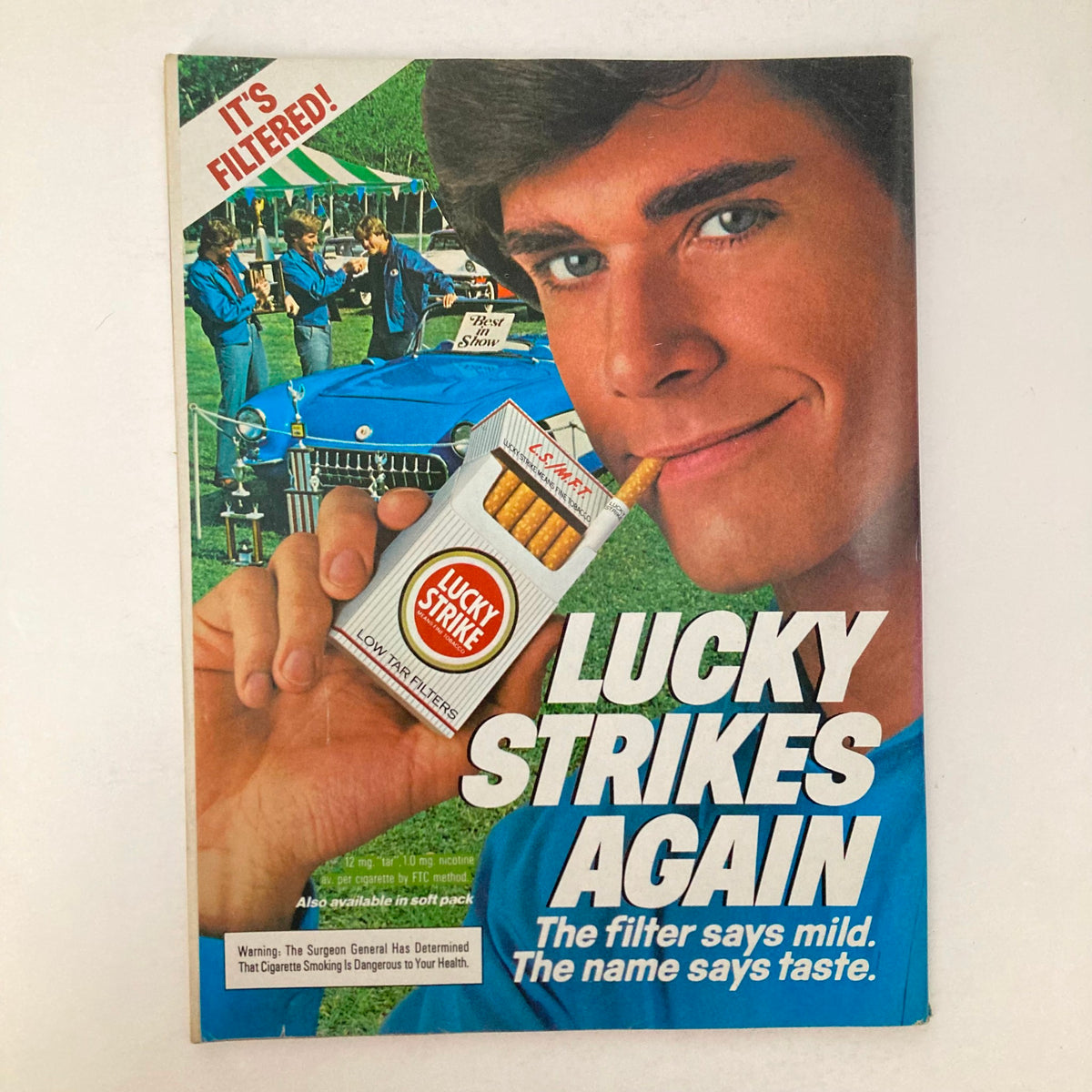 Another publication on the back cover of VTG Newsweek Magazine March 19 1984 featuring an advertisement for Lucky Strike cigarettes, reflecting 1980s marketing styles.