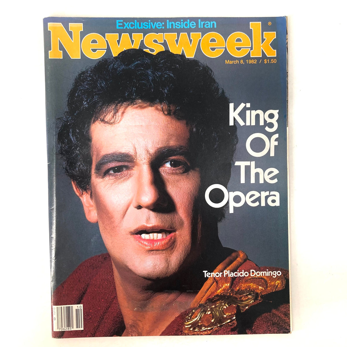 VTG Newsweek Magazine March 8 1982 featuring Plácido Domingo as the King of the Opera, showcasing a striking image of the tenor on the cover.