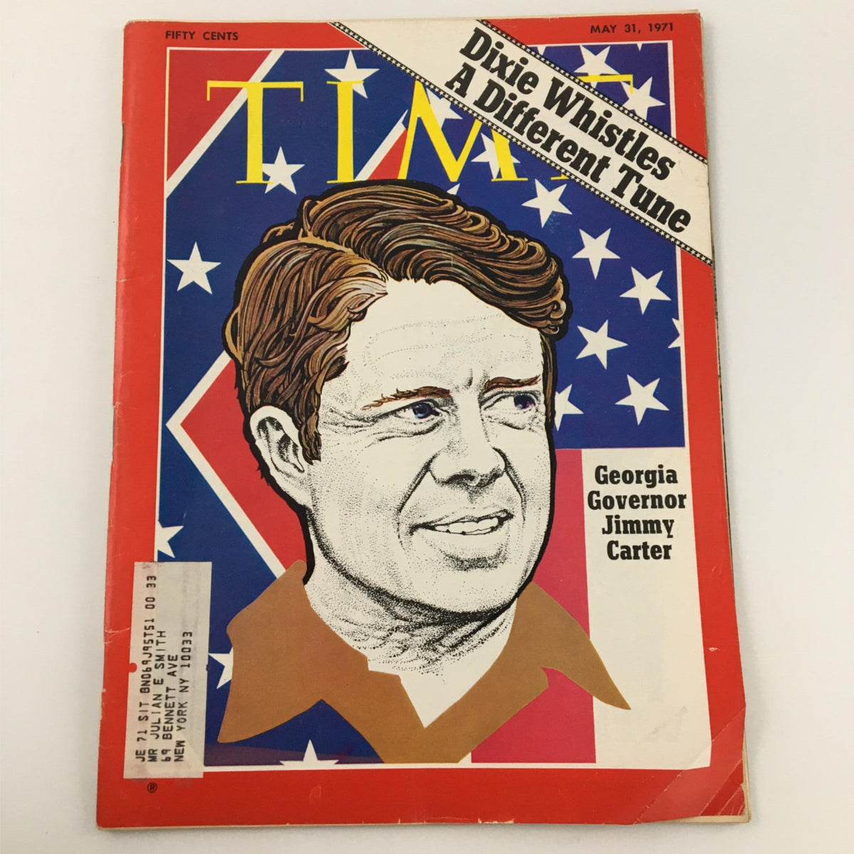 VTG Time Magazine May 31, 1971 cover featuring Georgia Governor Jimmy Carter with a stylized illustration, showcasing the political climate of the early 1970s.