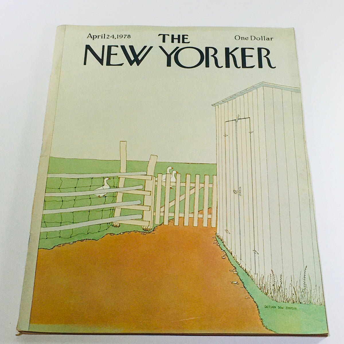 Cover of The New Yorker: April 24 1978 Full Magazine featuring a simplistic illustration by Gretchen Dow Simpson of a fence and shed, capturing the essence of the magazine's artistic style.