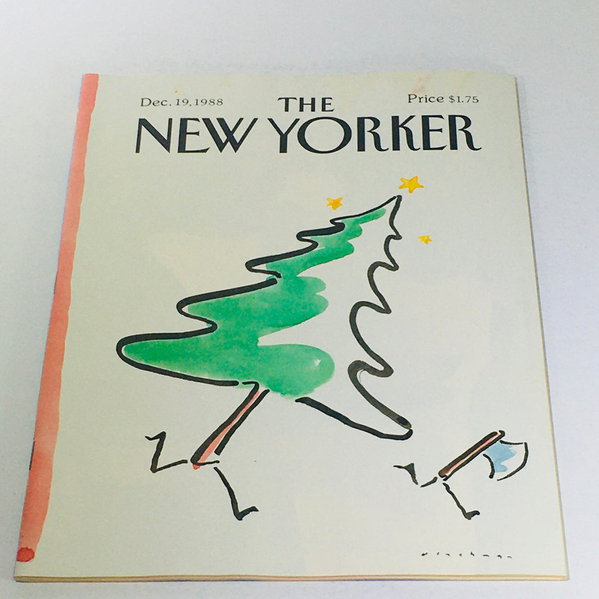 The New Yorker: December 19 1988 - Full magazine cover featuring a whimsical illustration of a Christmas tree being carried, highlighting the artistic style of R.O. Blechman.