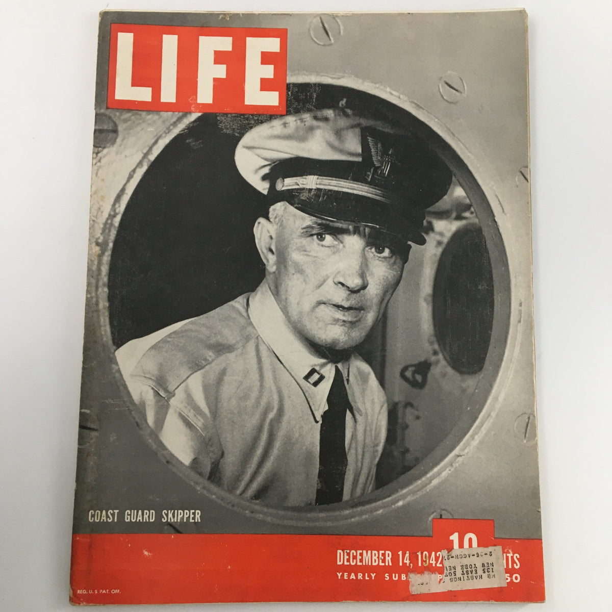 Cover of the VTG Life Magazine December 14 1942 featuring a Coast Guard Skipper. This vintage magazine highlights wartime narratives during World War II, showcasing significant moments and the heroes of the era.