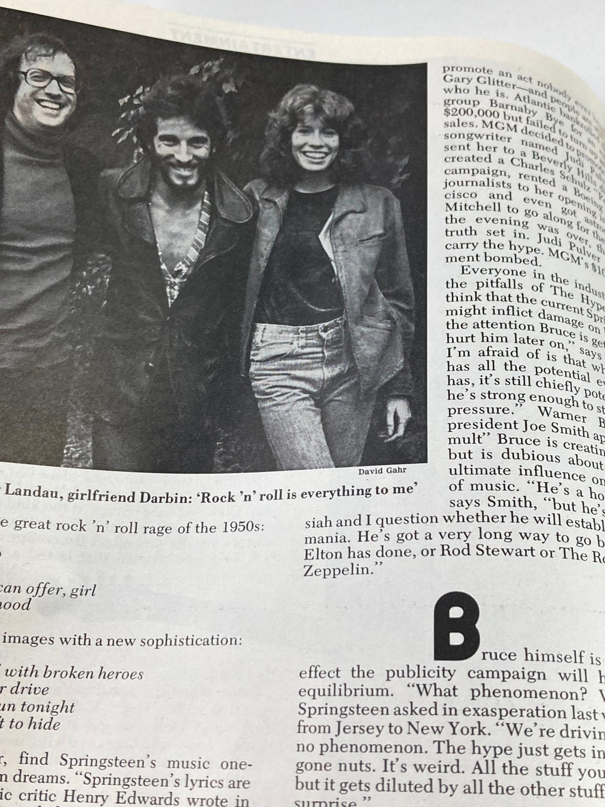 VTG Newsweek Magazine October 27 1975 Bruce Springsteen featuring Bruce Springsteen with his girlfriend and friend in a candid outdoor photo, capturing the essence of the 1970s rock scene.