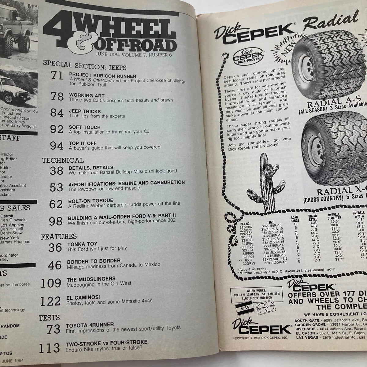 Vintage Petersen's 4 Wheel & Off-Road Magazine June 1984 Rough & Tumble Jeeps