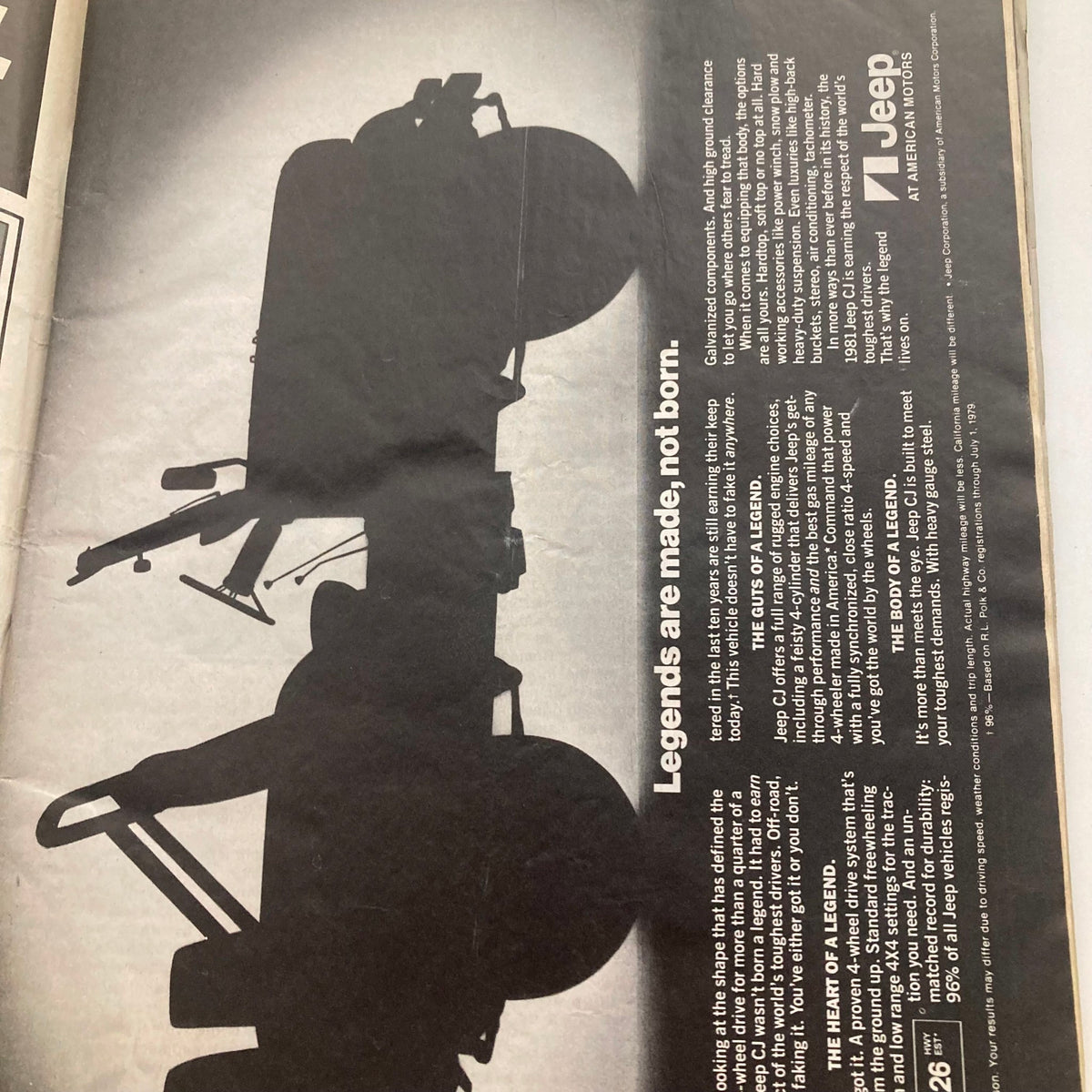 Advertisement page from Petersen's 4 Wheel & Off-Road Magazine highlighting Jeep's features and promoting off-road adventures.