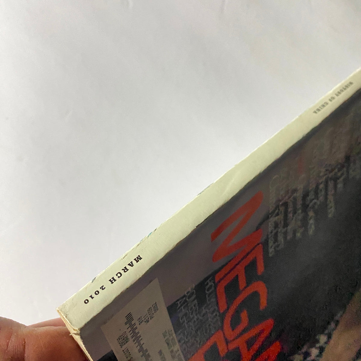 Side view of the W Magazine March 2010 issue, indicating the publication date and condition, ideal for fans of Megan Fox and vintage magazines.