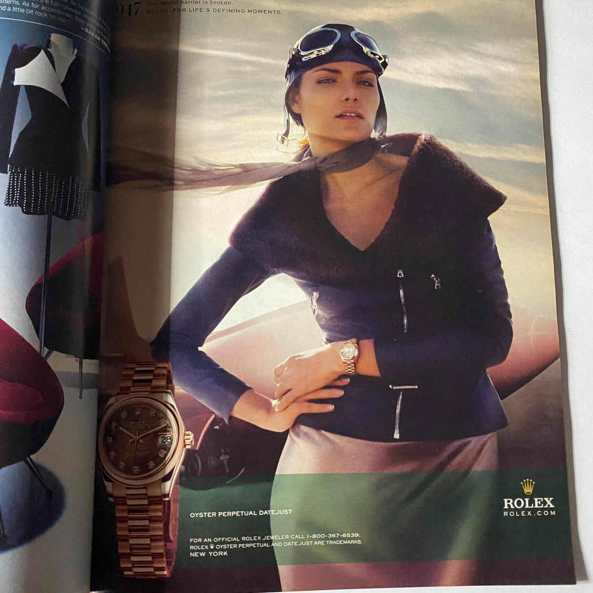 W Magazine June 2010 advertisement showcasing a luxury watch from Rolex, complementing the fashion trends of the time.