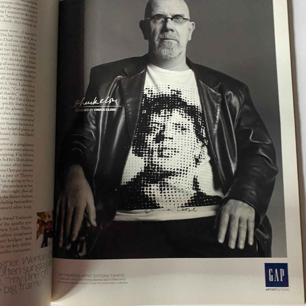 W Magazine June 2008 featuring a portrait of a man wearing a Chuck Close designed shirt, reflecting on contemporary art and fashion.