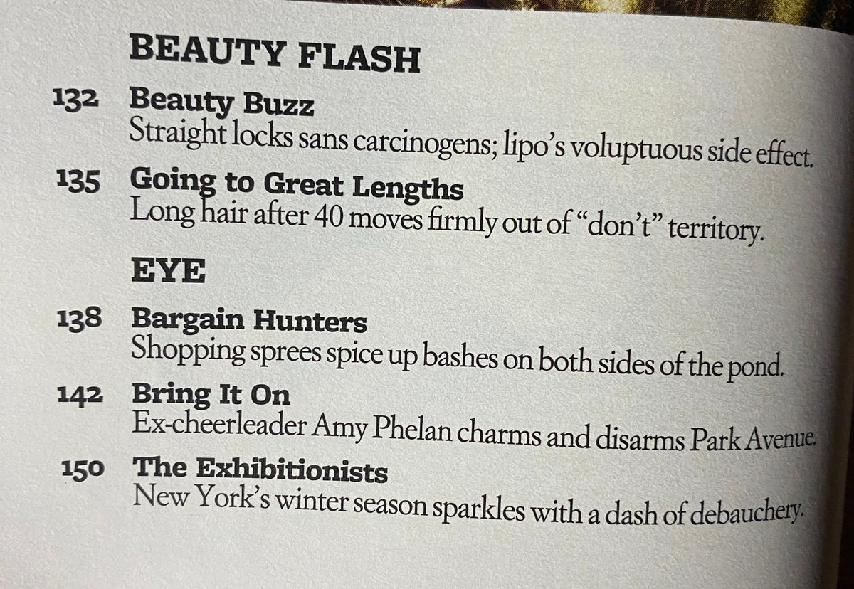 Interior page of W Magazine February 2008, displaying sections titled 'Beauty Flash' and 'Eye', focusing on beauty trends and fashion coverage during the era.