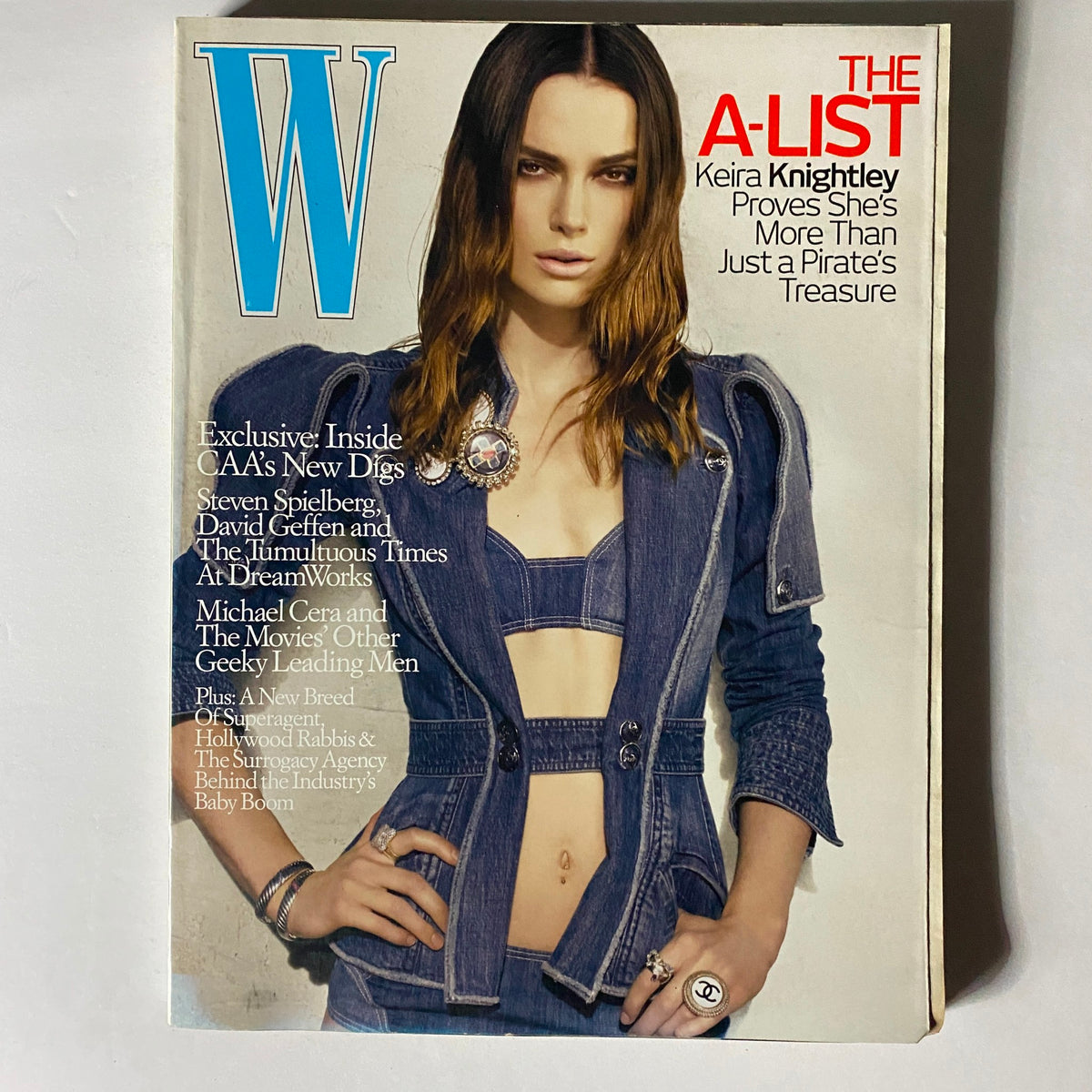 W Magazine February 2008 cover with Keira Knightley highlighting her role as a leading actress, showcasing vintage fashion and culture.