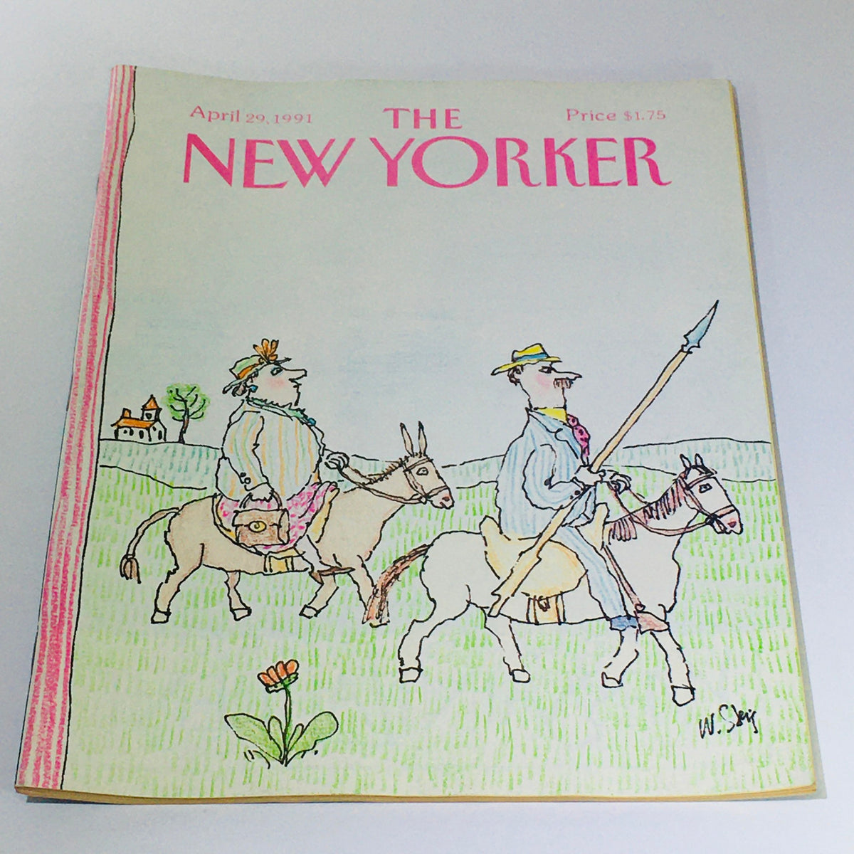 Cover of The New Yorker magazine dated April 29, 1991, featuring a whimsical illustration by William Steig, depicting two characters on horseback in a pastoral scene.