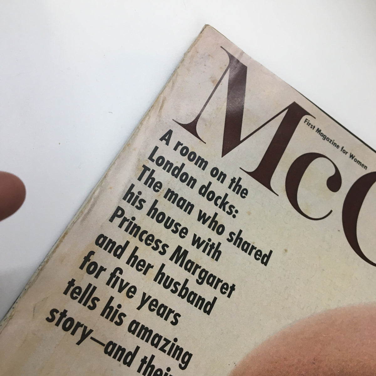 Close-up of the cover of VTG McCall's Magazine October 1965, showing the headline about Princess Margaret and a man's account of living with the royal couple.
