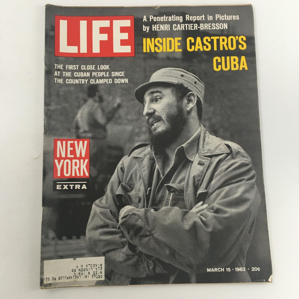 Vintage Life Magazine from March 15, 1963 featuring a cover story on Fidel Castro's Cuba, showcasing a striking photograph of Castro during a pivotal time in history.