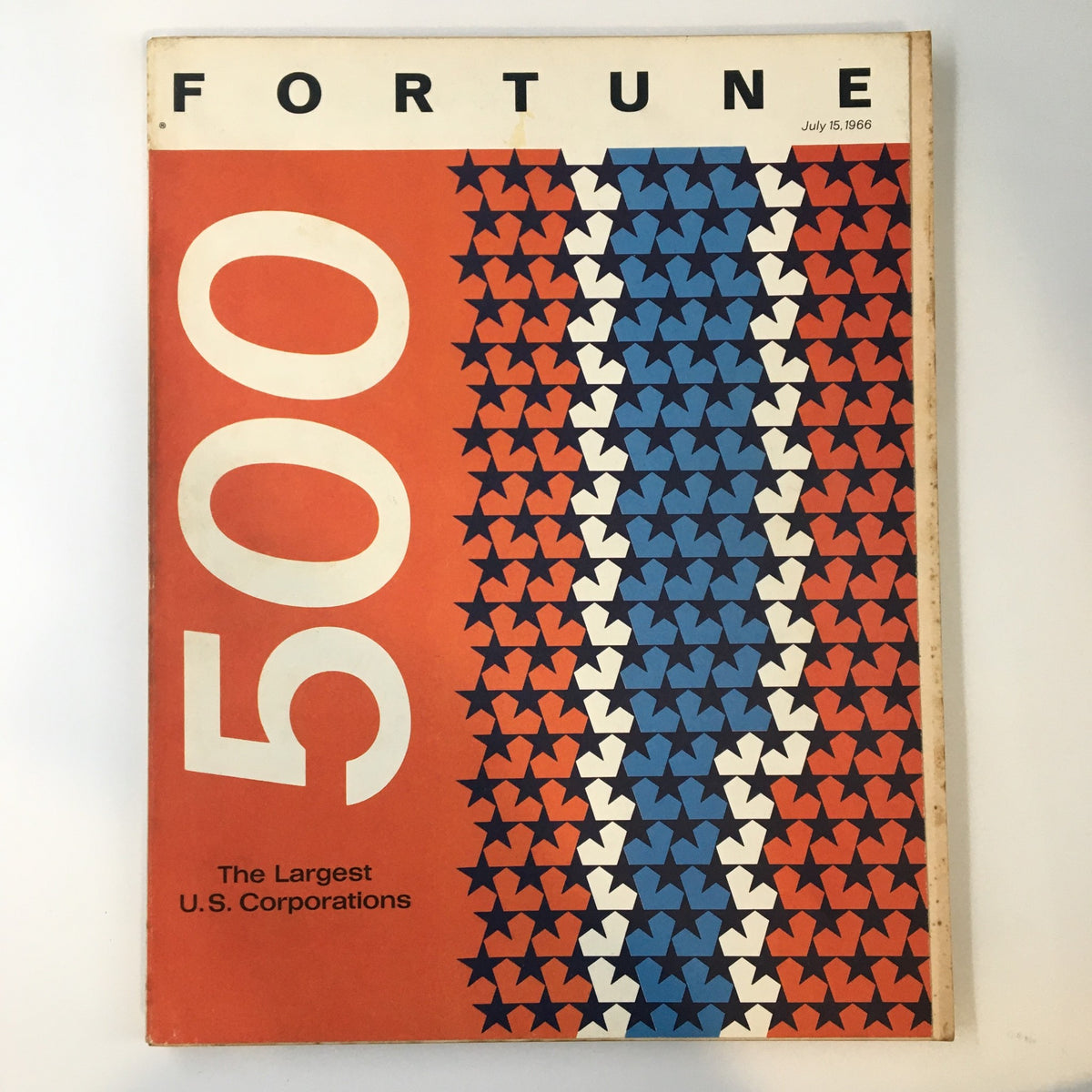 VTG Fortune Magazine July 15 1966 cover featuring vibrant design with '500' and text stating 'The Largest U.S. Corporations', showcasing the iconic business publication from the 1960s.