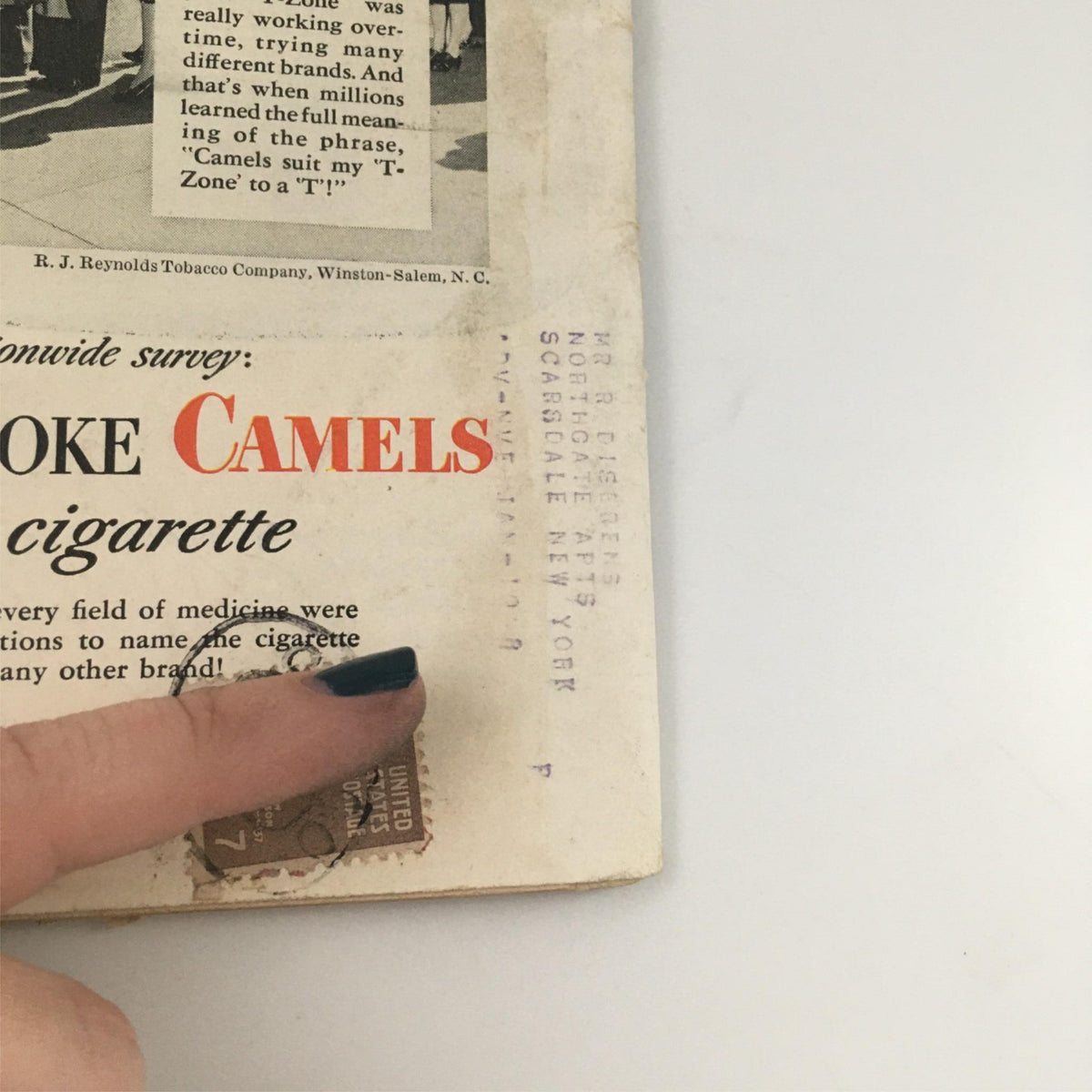 Back cover of VTG Life Magazine July 7, 1947 displaying an advertisement for Camels cigarettes, highlighting historical advertising styles.