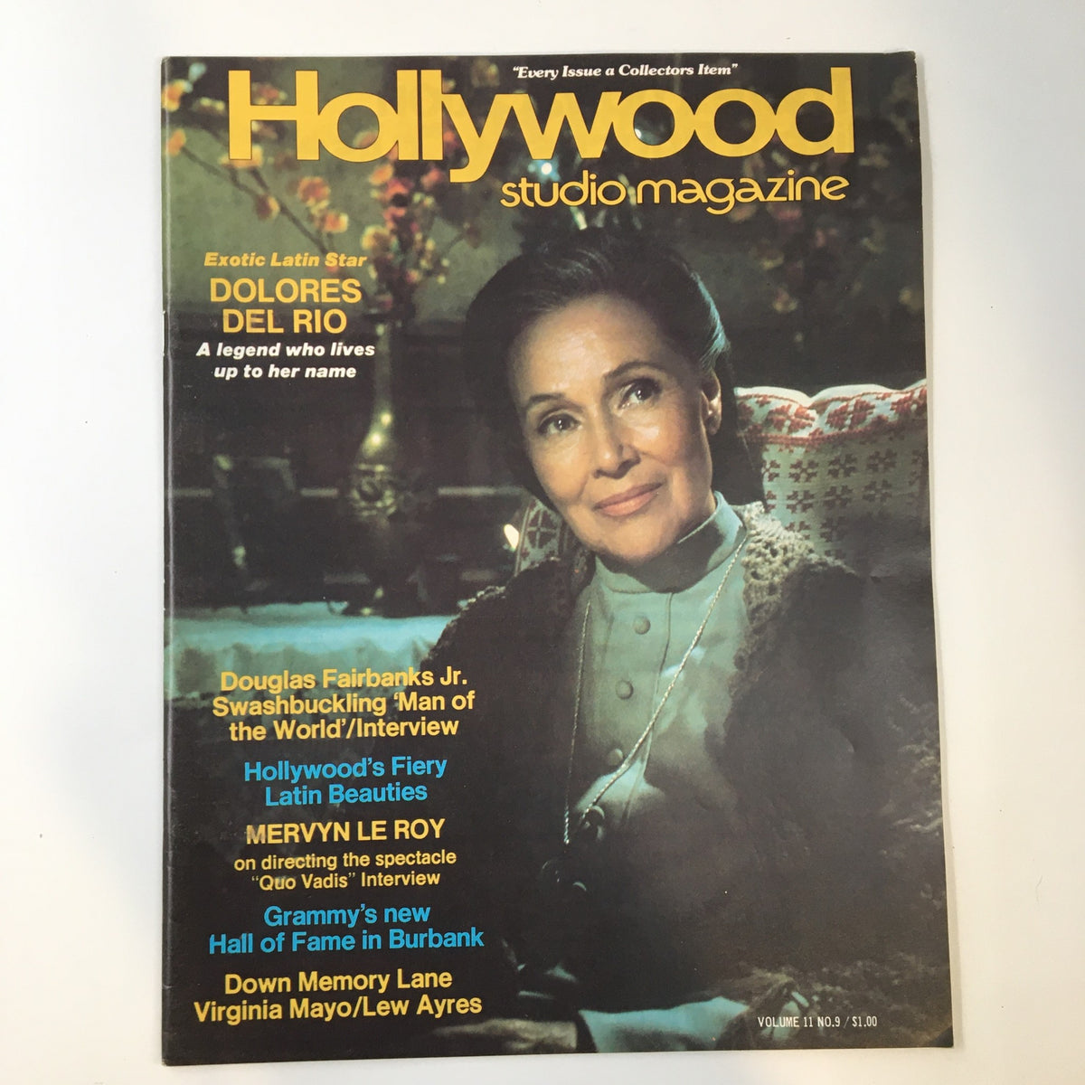 Cover of Hollywood Studio Magazine September 1977 featuring Latin star Dolores Del Rio, showcasing the glamour of vintage Hollywood.