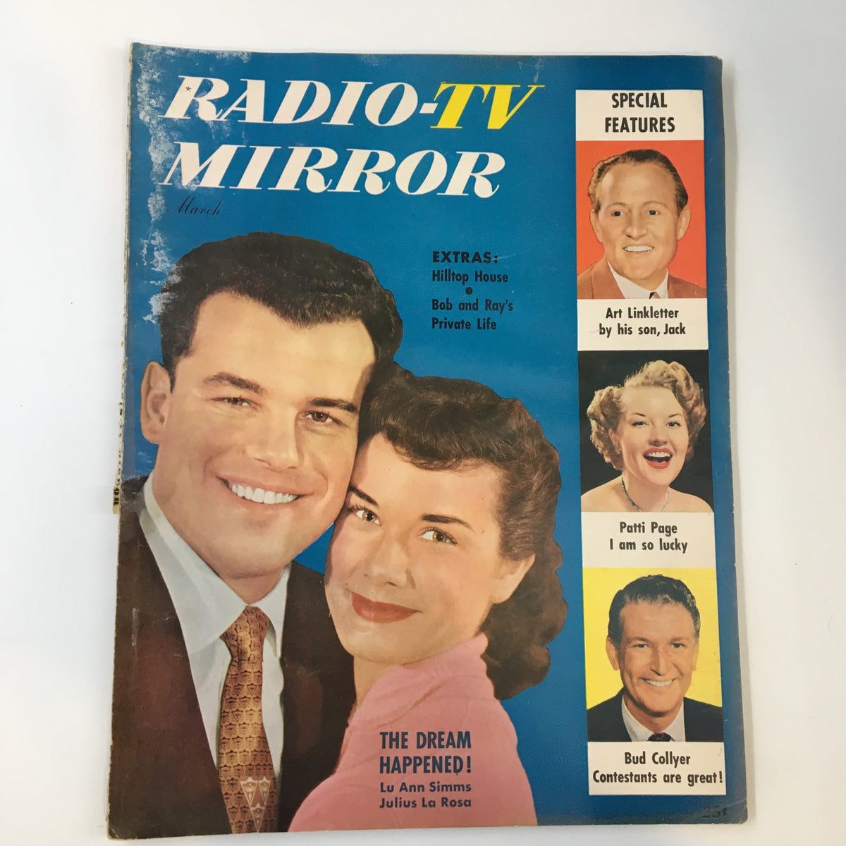 Cover of the VTG TV Radio Mirror Magazine from March 1953 featuring Bob and Ray's Private Life, showcasing colorful graphics and advertisements of the era, highlighting the history of television and radio entertainment.
