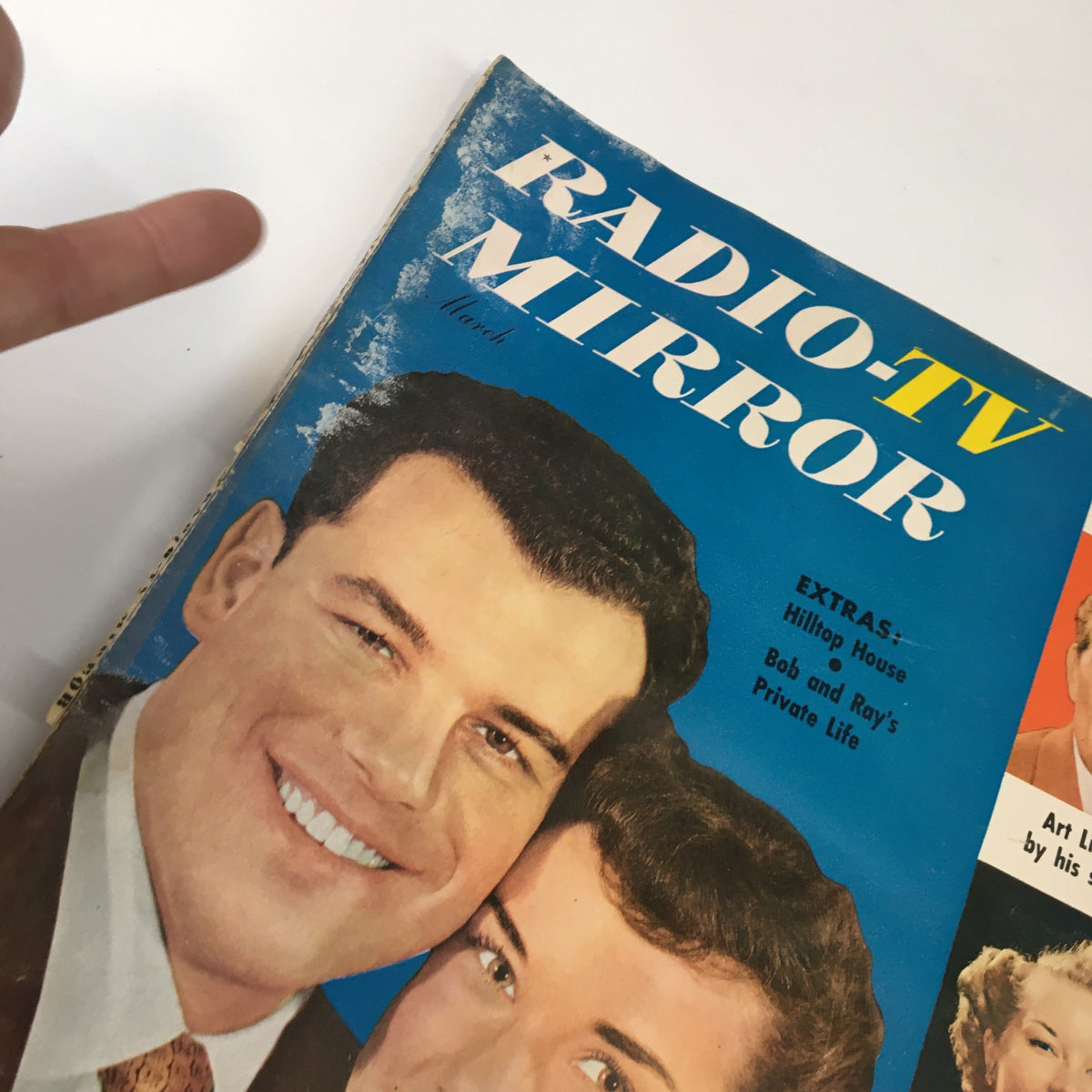 Cover of the VTG TV Radio Mirror Magazine from March 1953 featuring Bob and Ray's Private Life, showcasing vibrant colors and classic typography with images of the beloved comics and references to entertainment history.