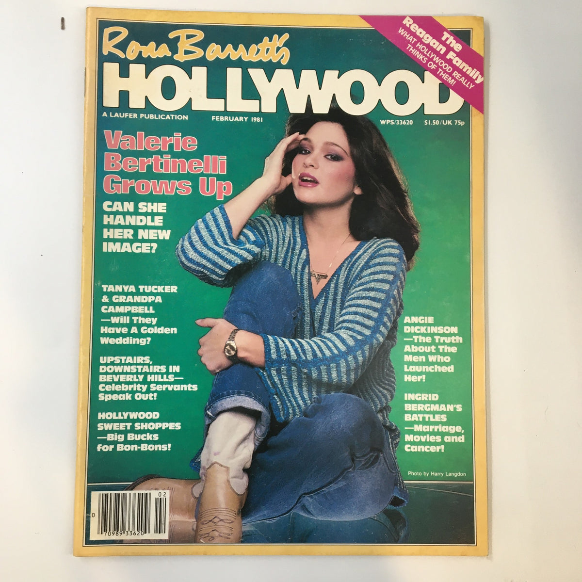 Rona Barrett's Hollywood Magazine February 1981 featuring Valerie Bertinelli on the cover, showcasing her in a stylish outfit with the title 'Valerie Bertinelli Grows Up' prominently displayed.