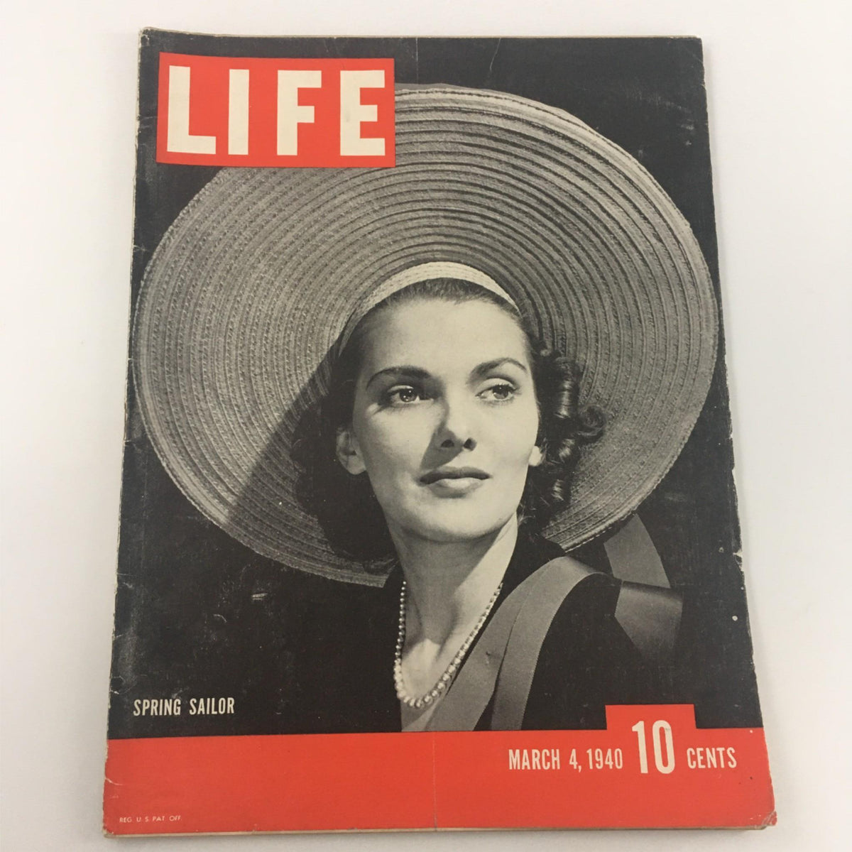 Cover of VTG Life Magazine March 4, 1940 featuring Spring Sailor Anita Colby, showcasing classic 1940s fashion with a striking model in a large hat.
