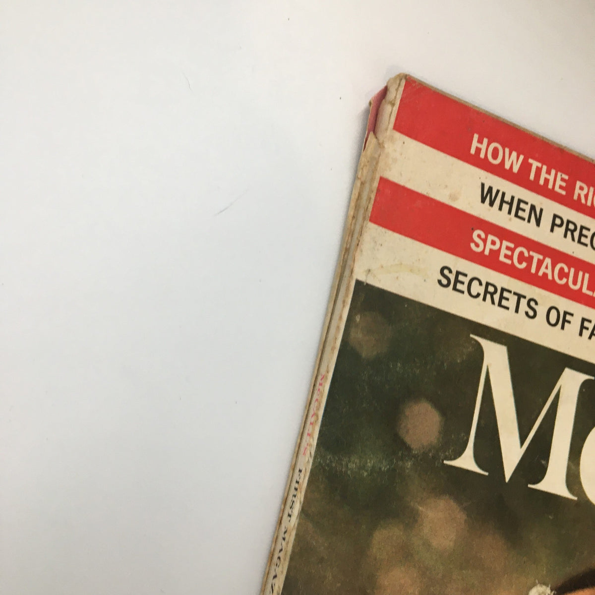 Close-up of the McCall's Magazine April 1968 spine and header details, showcasing features like 'When Pregnancy Means Heartbreak' and 'Secrets of Famous New Orleans Dishes.'