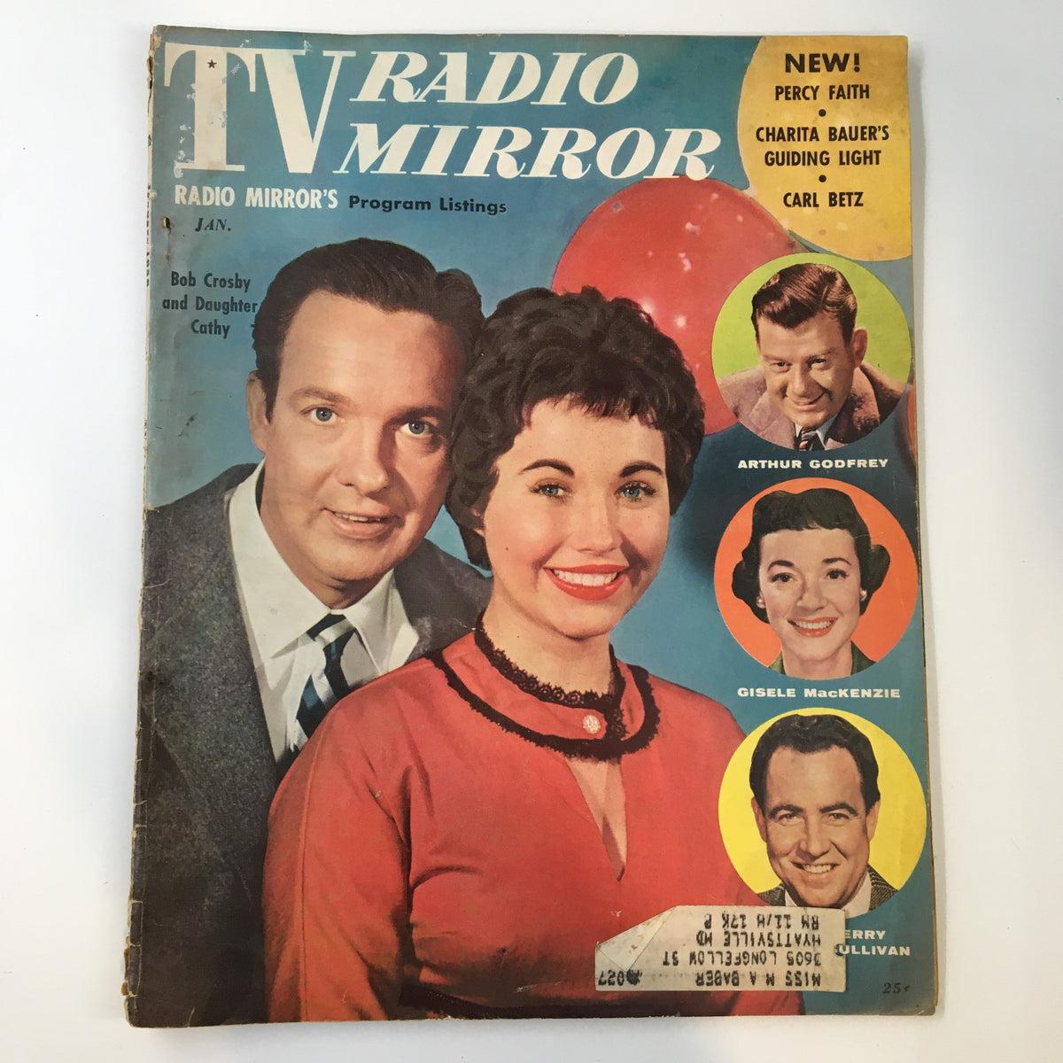 Vintage TV Radio Mirror Magazine January 1956 Cover Portrait of Bob and Cathy Crosby