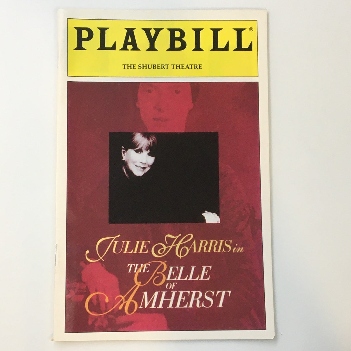 2001 Playbill featuring Julie Harris in The Belle of Amherst, showcasing the iconic cover design from The Shubert Theatre.