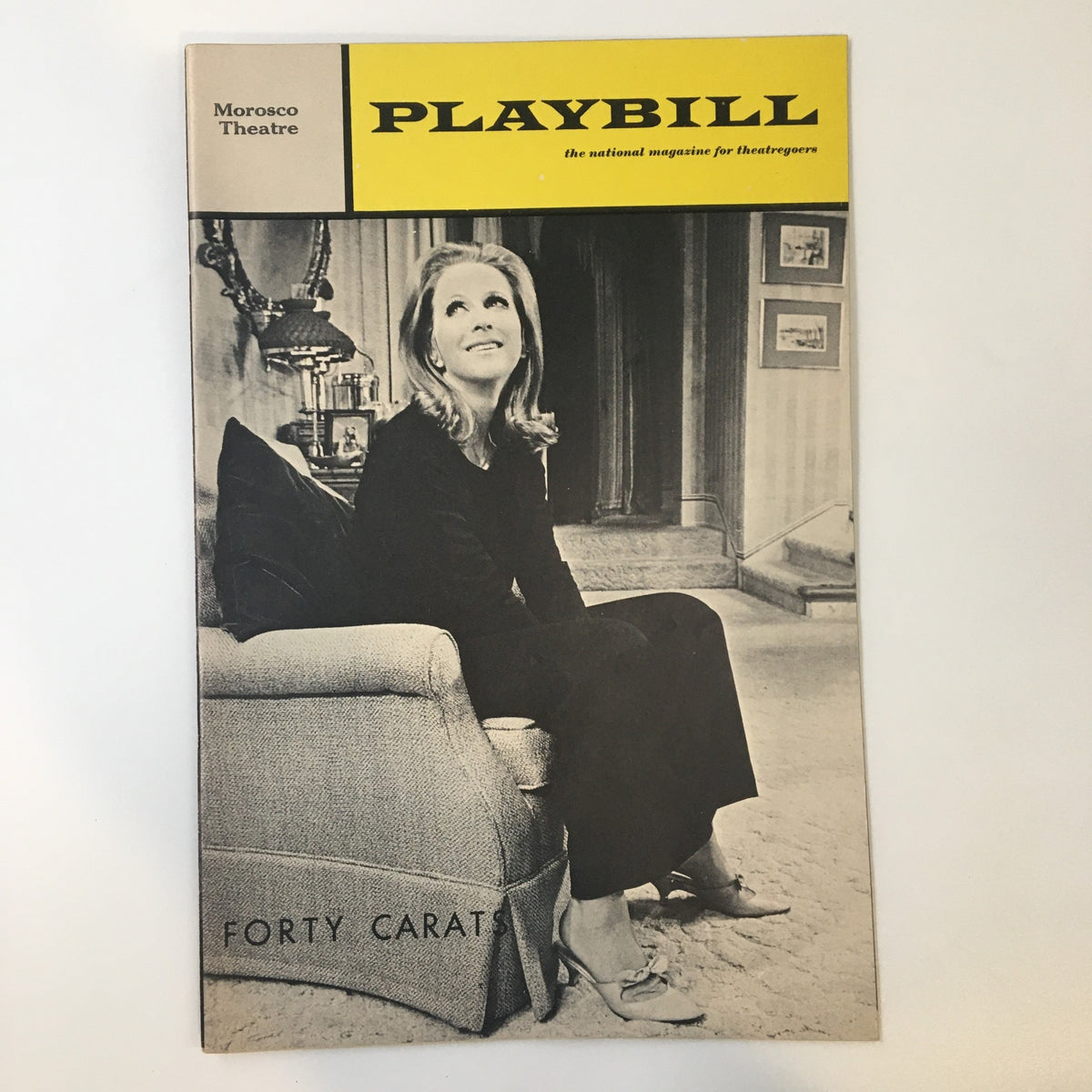1969 Playbill featuring Julie Harris in Forty Carats by Abe Burrows at the Morosco Theatre, showcasing a classic black and white portrait of the actress.