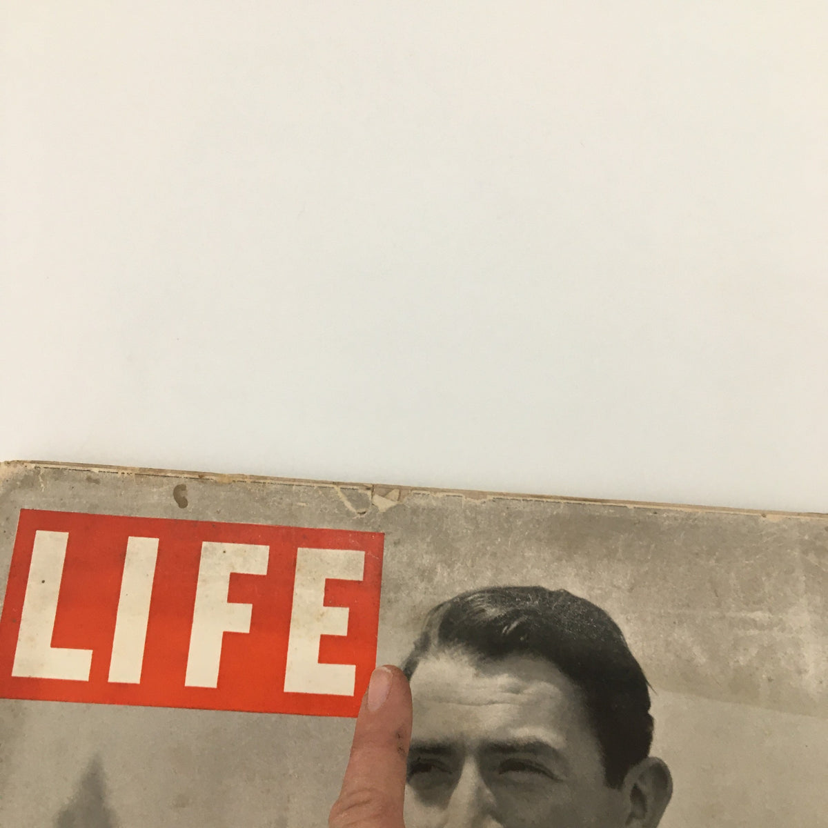 Close-up view of VTG Life Magazine December 1 1947 cover featuring actor Gregory Peck, highlighting the magazine's iconic design and vintage appeal.