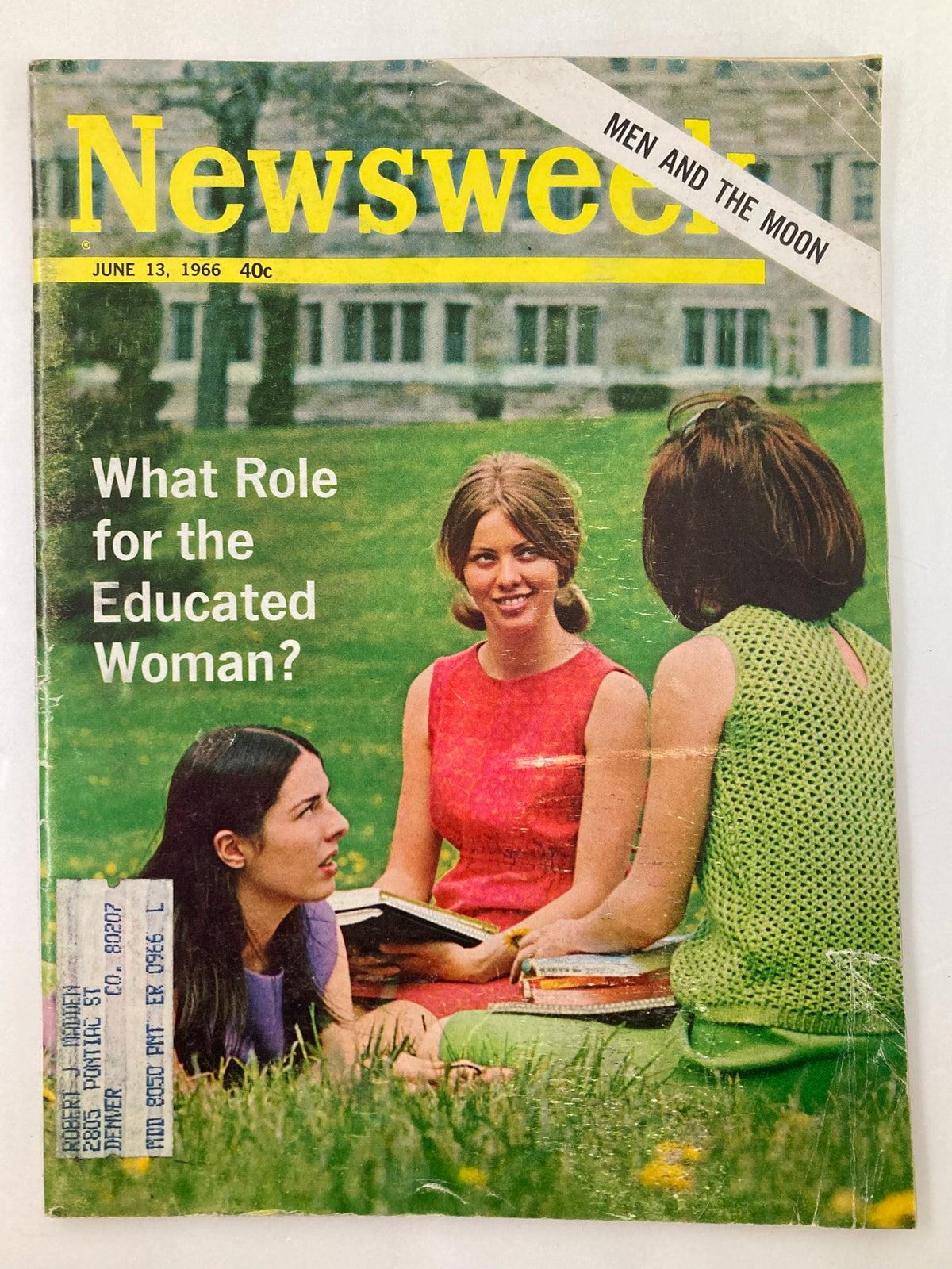 VTG Newsweek Magazine June 13 1966 cover featuring three women discussing education outdoors, titled 'What Role for the Educated Woman?' with a vintage design that reflects the cultural dynamics of the 1960s.