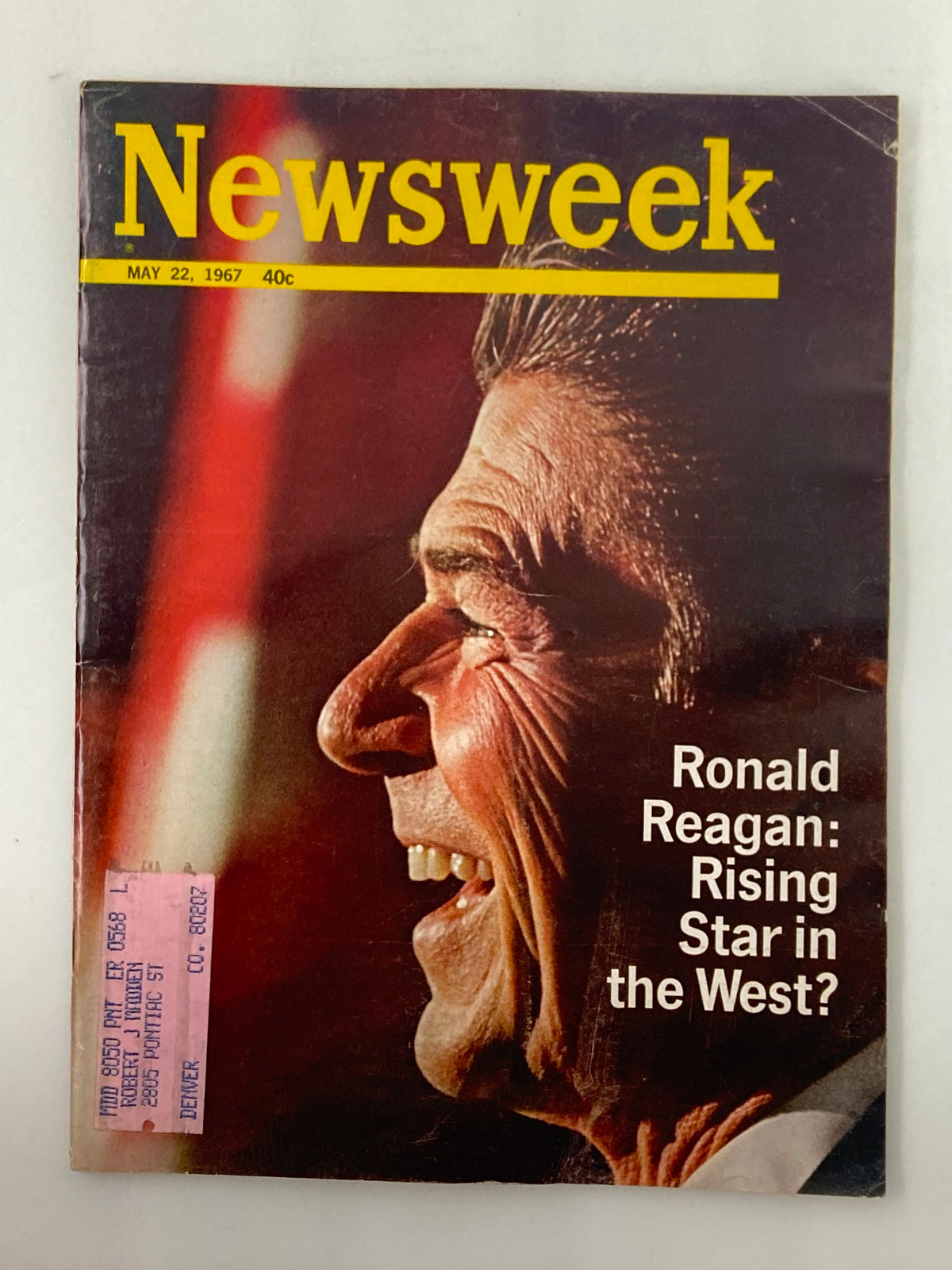 Vintage Newsweek Magazine from May 22, 1967 featuring Ronald Reagan on the cover with the headline 'Rising Star in the West?' showcasing a pivotal moment in American political history.