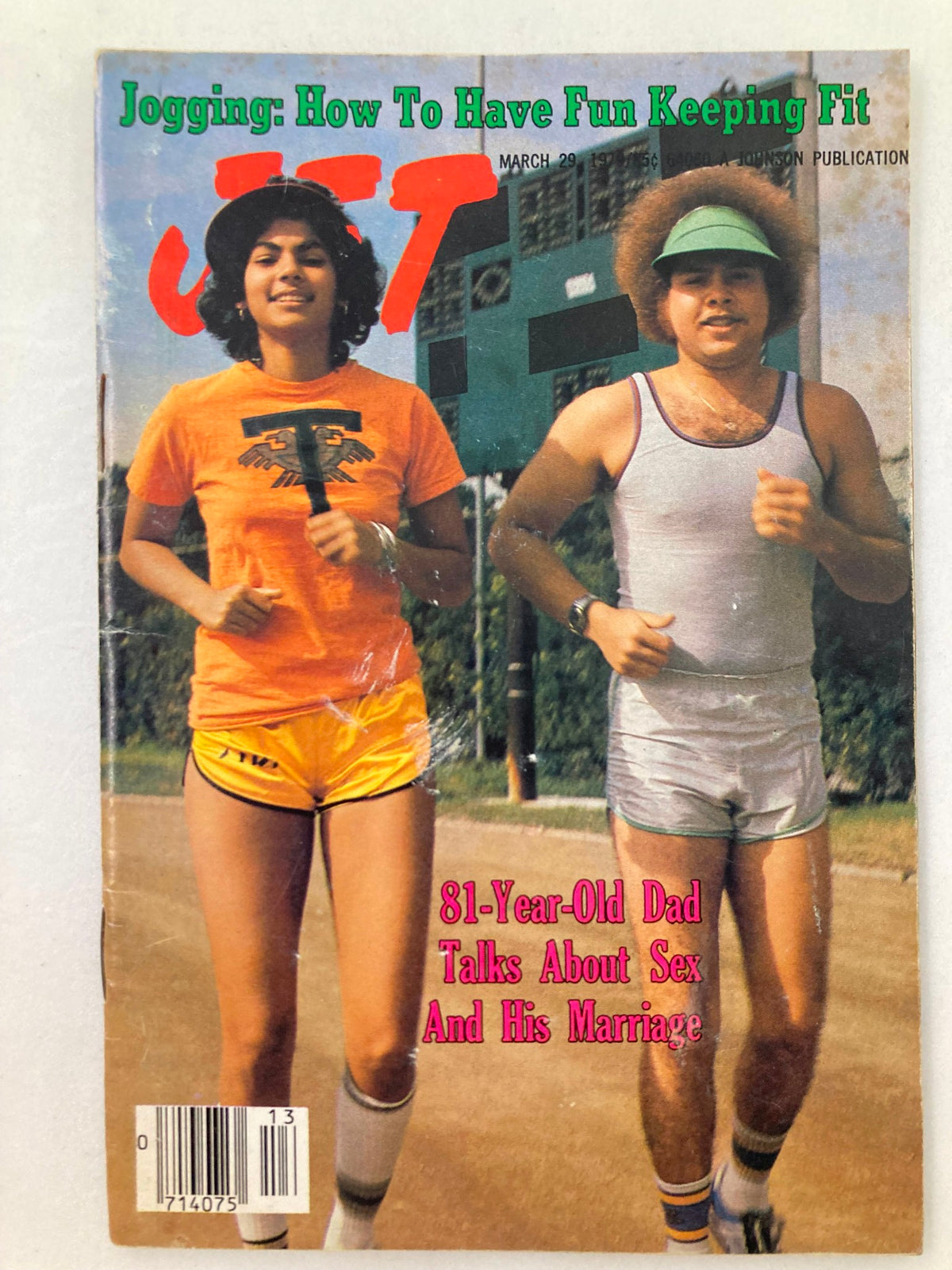 Vintage Jet Magazine cover from March 29, 1979, Volume 56, Issue #2, featuring a jogger duo and the headline 'Jogging: How To Have Fun Keeping Fit'. The cover highlights the growing fitness culture of the late 1970s.