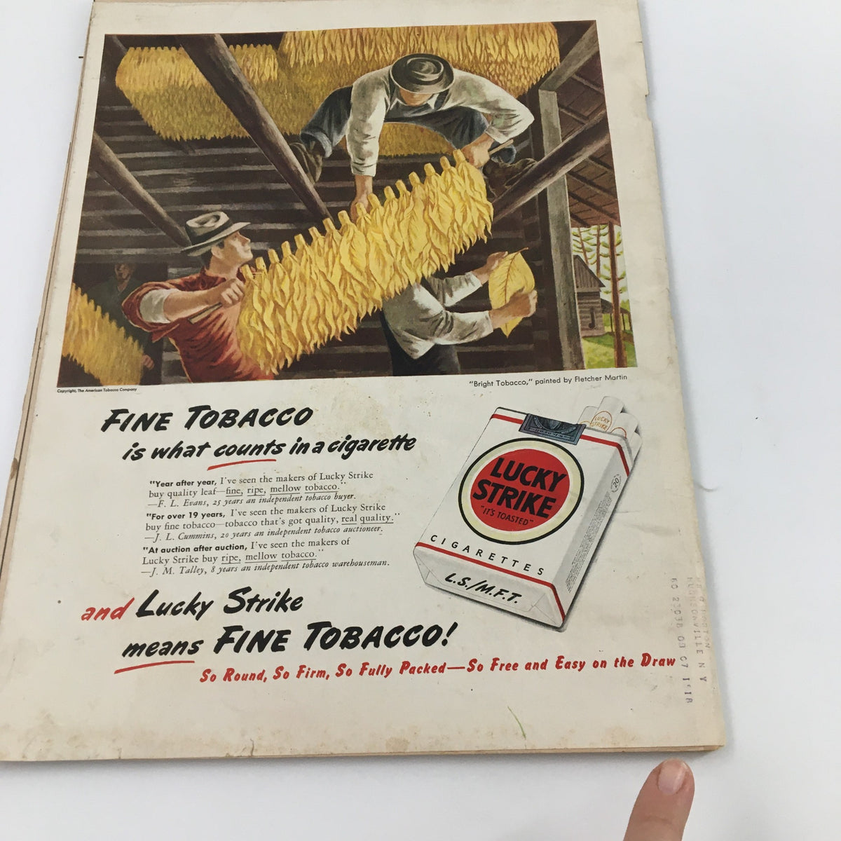 Back cover of Life Magazine August 11, 1947 showcasing an advertisement for Lucky Strike cigarettes.