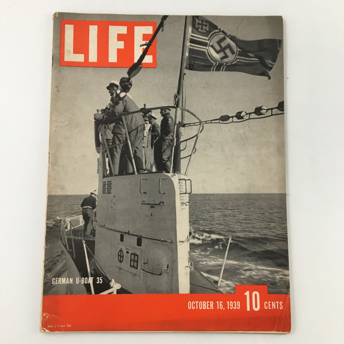 VTG Life Magazine October 16 1939 featuring a photograph of the German U-Boat 35, showcasing the cover design with German officers on the submarine and a prominent life magazine logo.