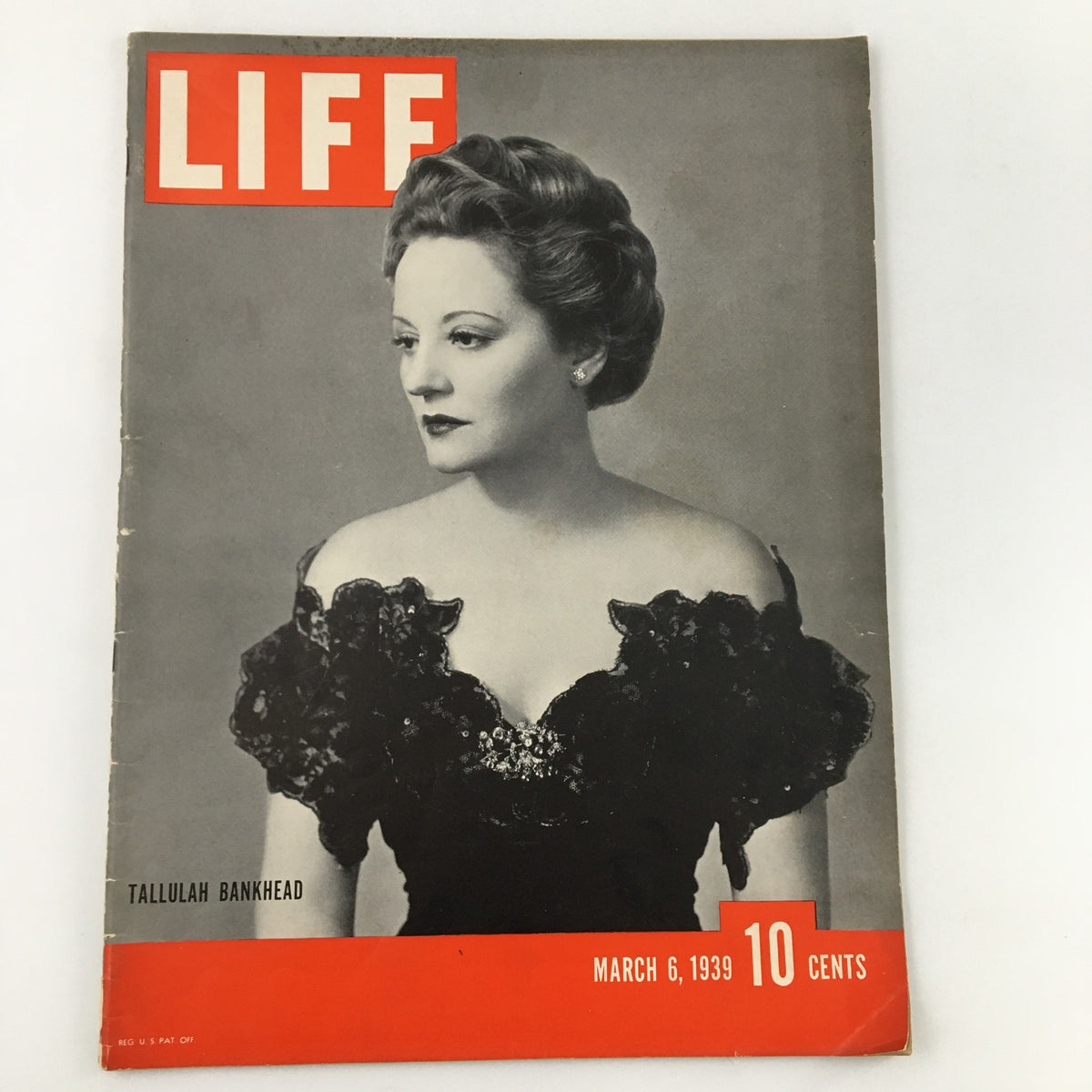 Cover of VTG Life Magazine from March 6, 1939, featuring Tallulah Bankhead, showcasing her iconic style and elegance. Original newsstand edition highlighting the cultural history of the era.