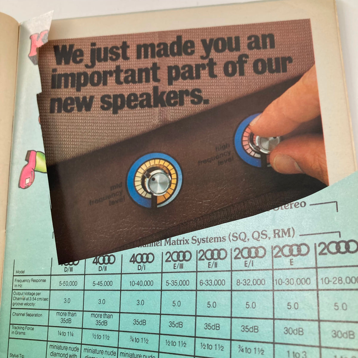 Vintage National Lampoon Magazine January 1976 interior page featuring an advertisement discussing the importance of new speaker systems with engaging visuals.