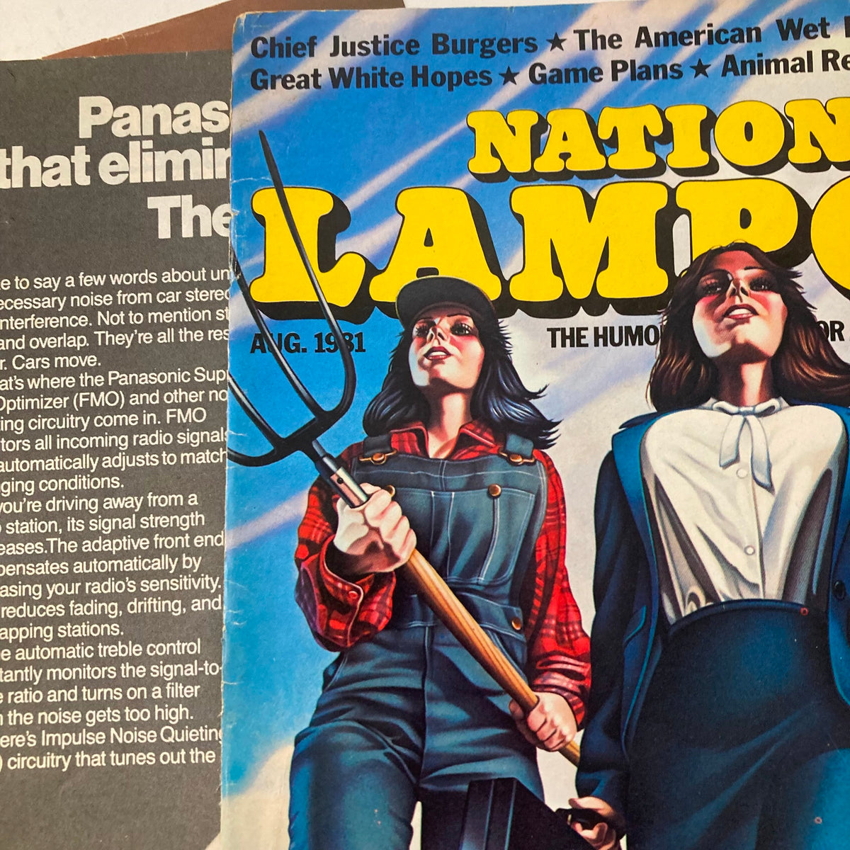 Cover of the Vtg National Lampoon Magazine August 1981 featuring humorous graphics and titles like Chief Justice and Burgers.
