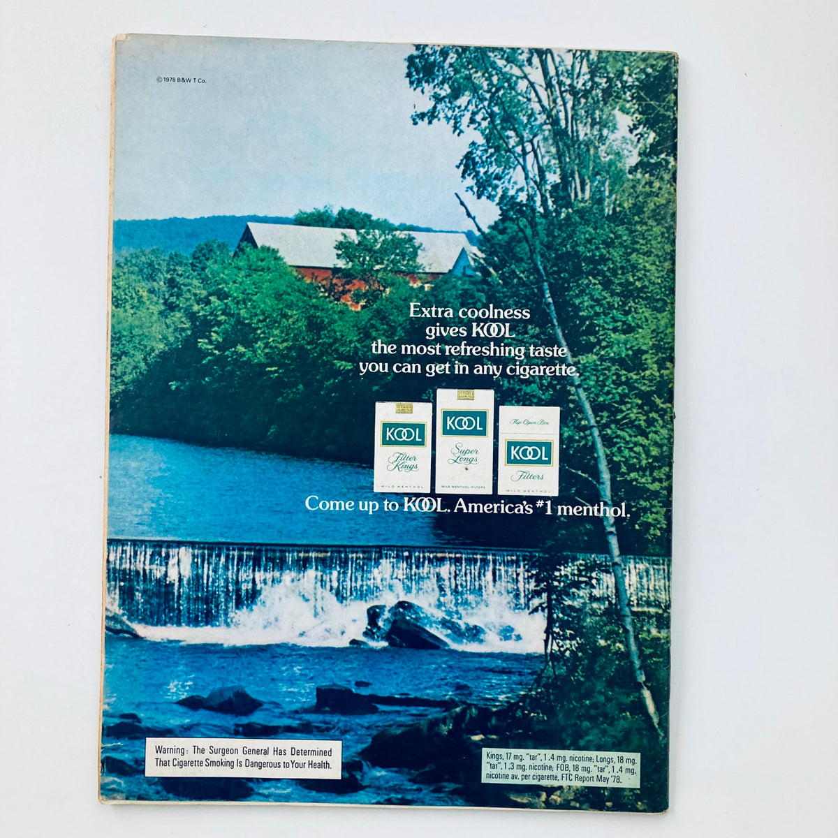 Back cover of Vtg National Lampoon Magazine October 1978 Vol 2 #3 The Greatest Show on Earth featuring an advertisement for Kools cigarettes with scenic imagery.