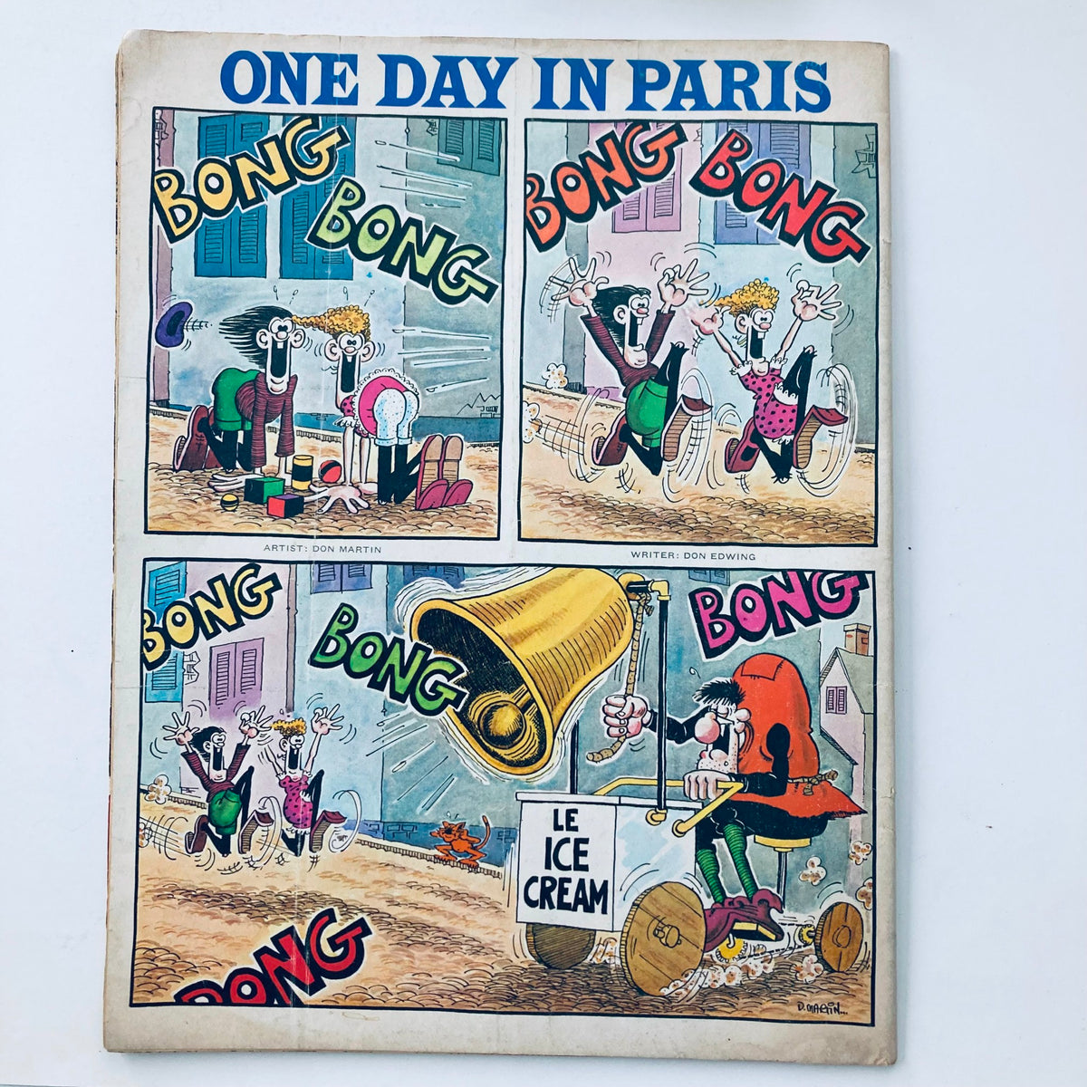Back cover of Mad Magazine December 1978 No. 203 featuring a comic titled 'One Day in Paris' showcasing humorous illustrations by Don Martin.