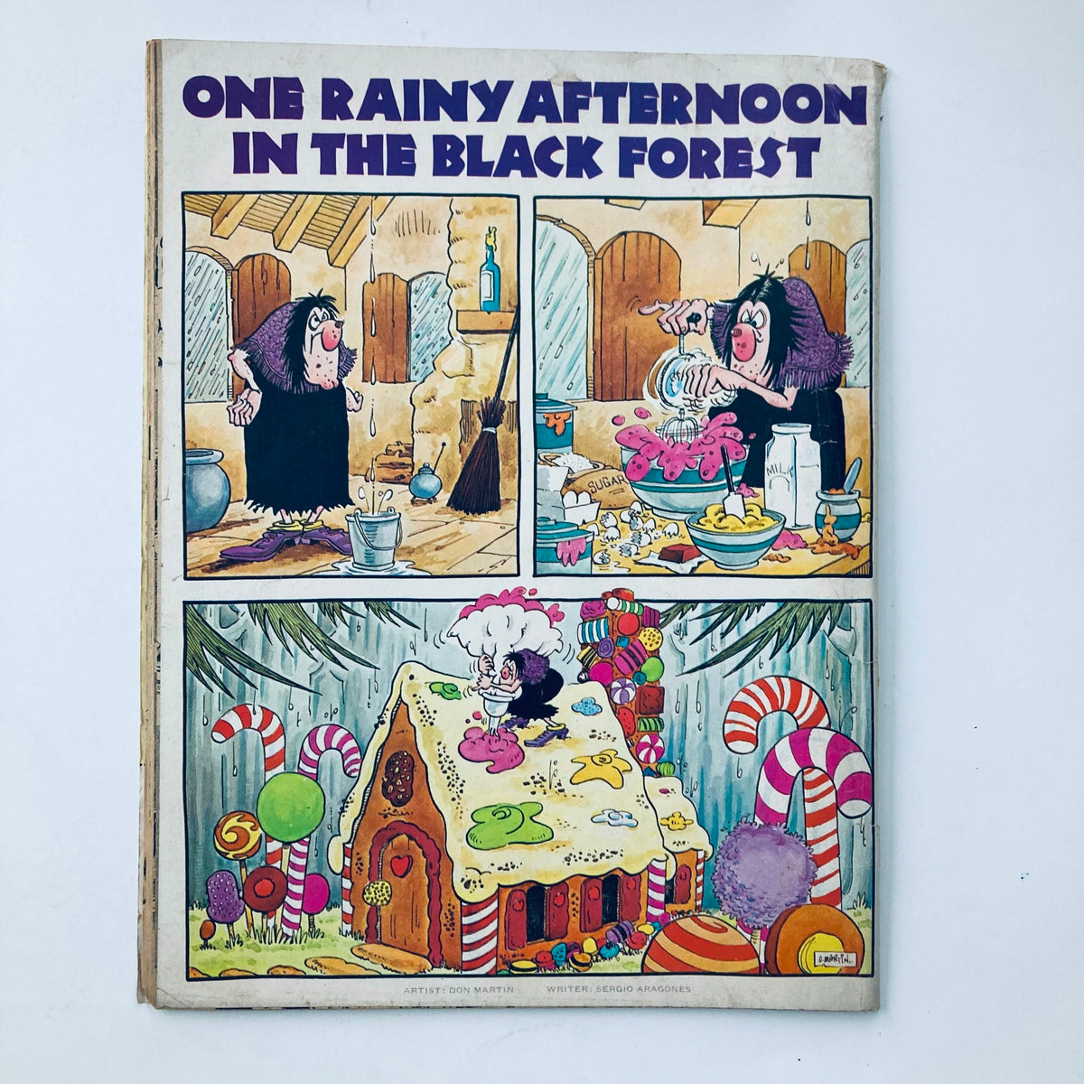 Mad Magazine January 1979 No. 204 cartoon titled 'One Rainy Afternoon in the Black Forest' by Don Martin, showcasing quirky characters and colorful illustrations that capture the essence of classic Mad Magazine humor.