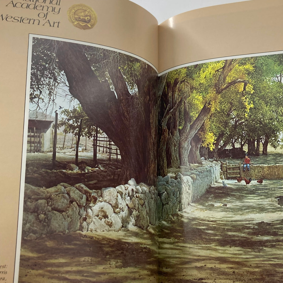 A beautifully illustrated page from VTG Persimmon Hill Magazine 1979 Vol 9 No. 2, depicting a serene Western landscape with trees and a rural setting.